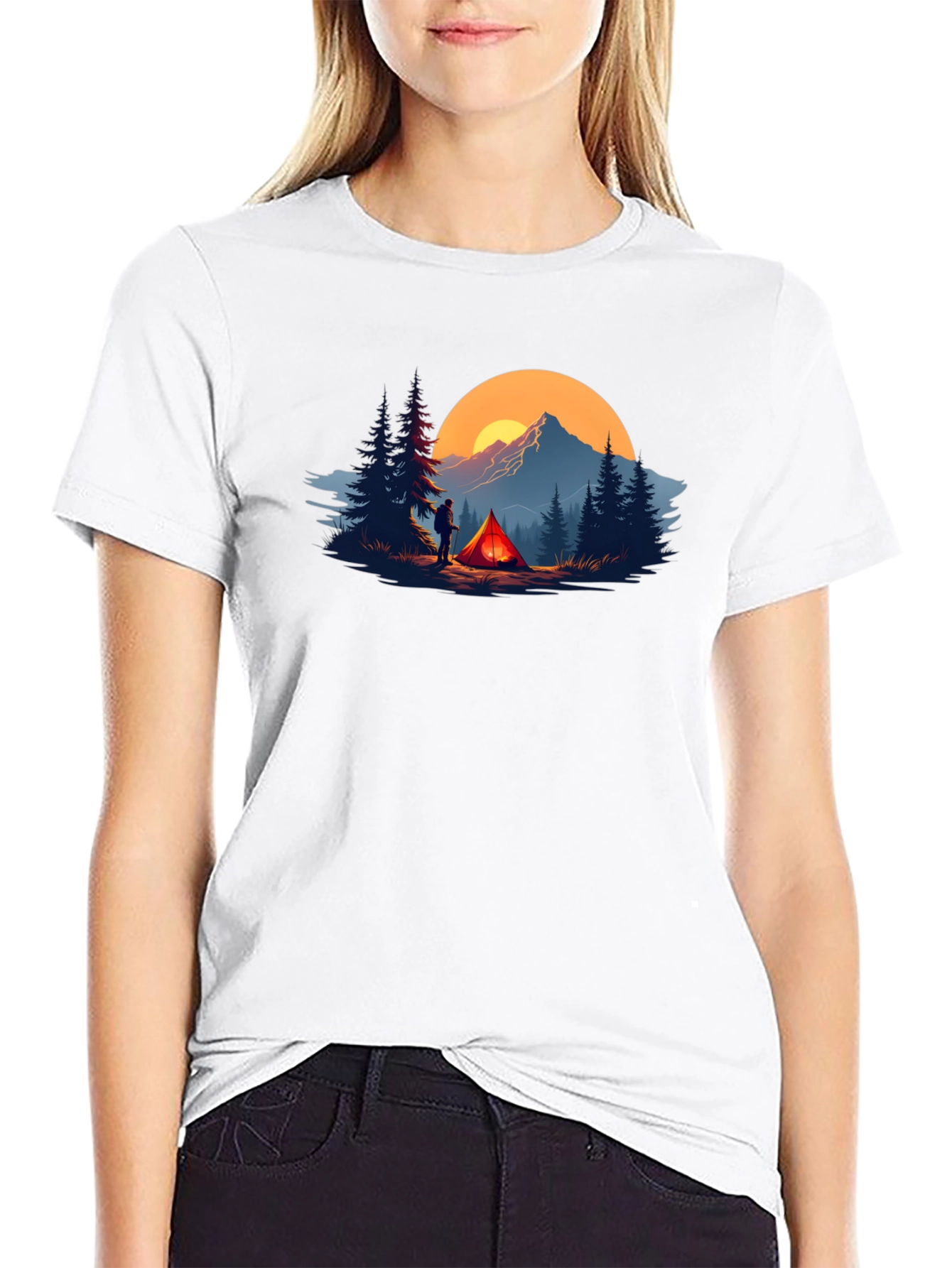 Camping Adventure Graphic Tee - Black