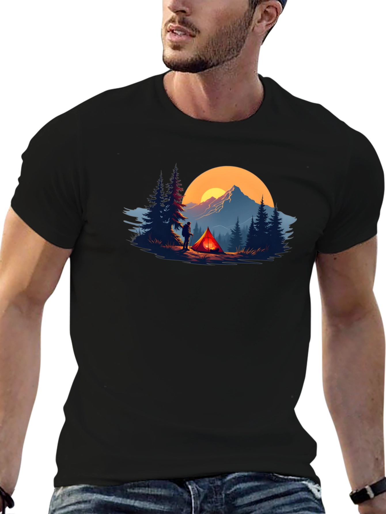 Camping Adventure Graphic Tee - Black