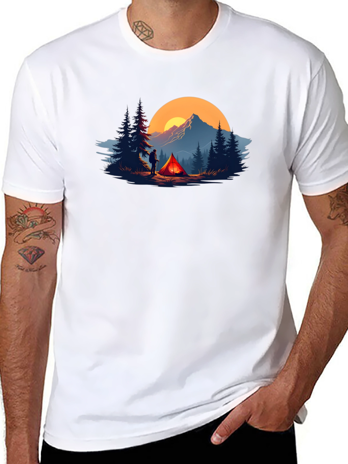 Camping Adventure Graphic Tee - Black