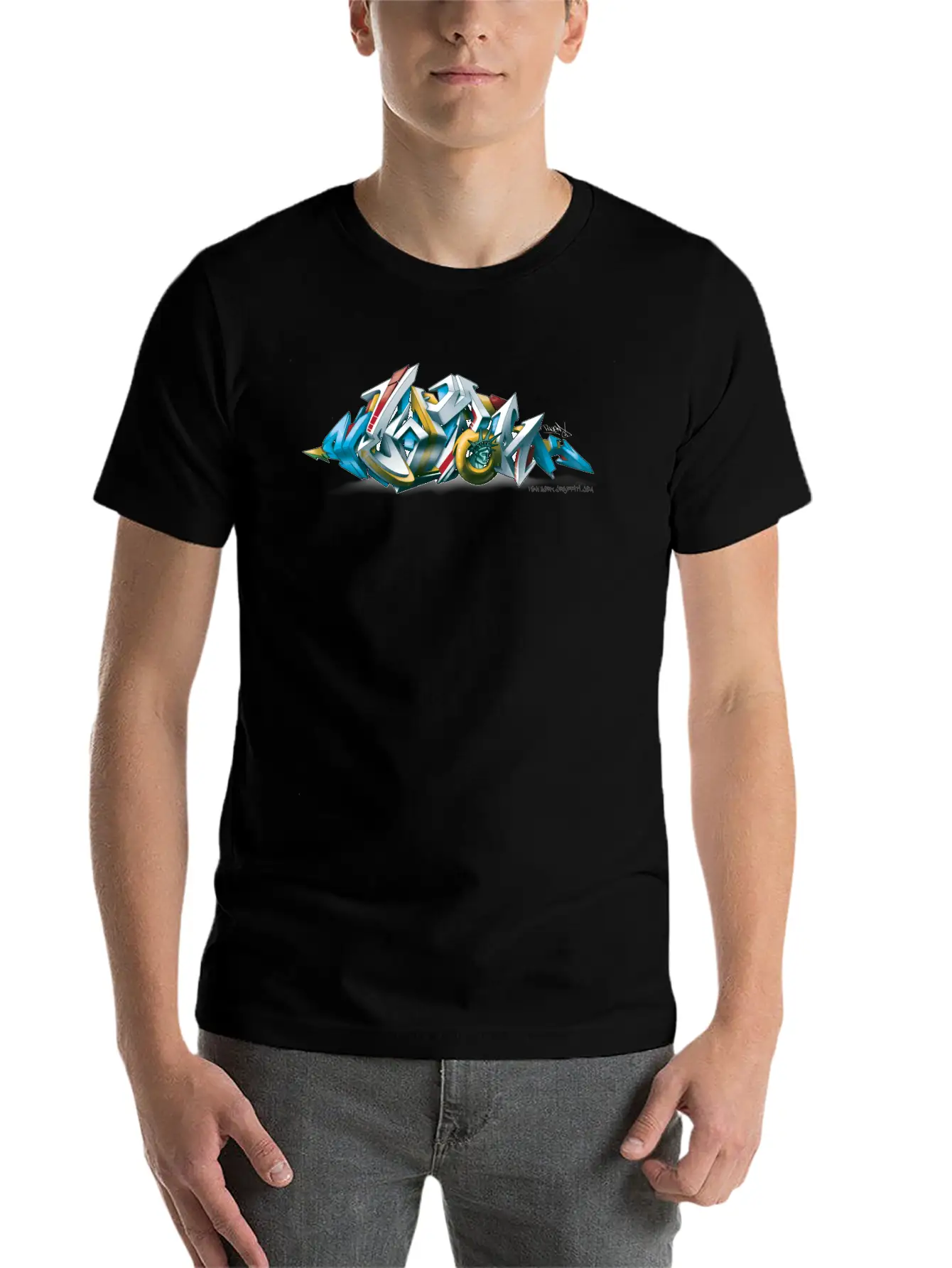 Phame - Design For New York Graffiti - 3D Style Unisex Short Sleeve Soft Cotton T-Shirt – Casual Everyday Wear