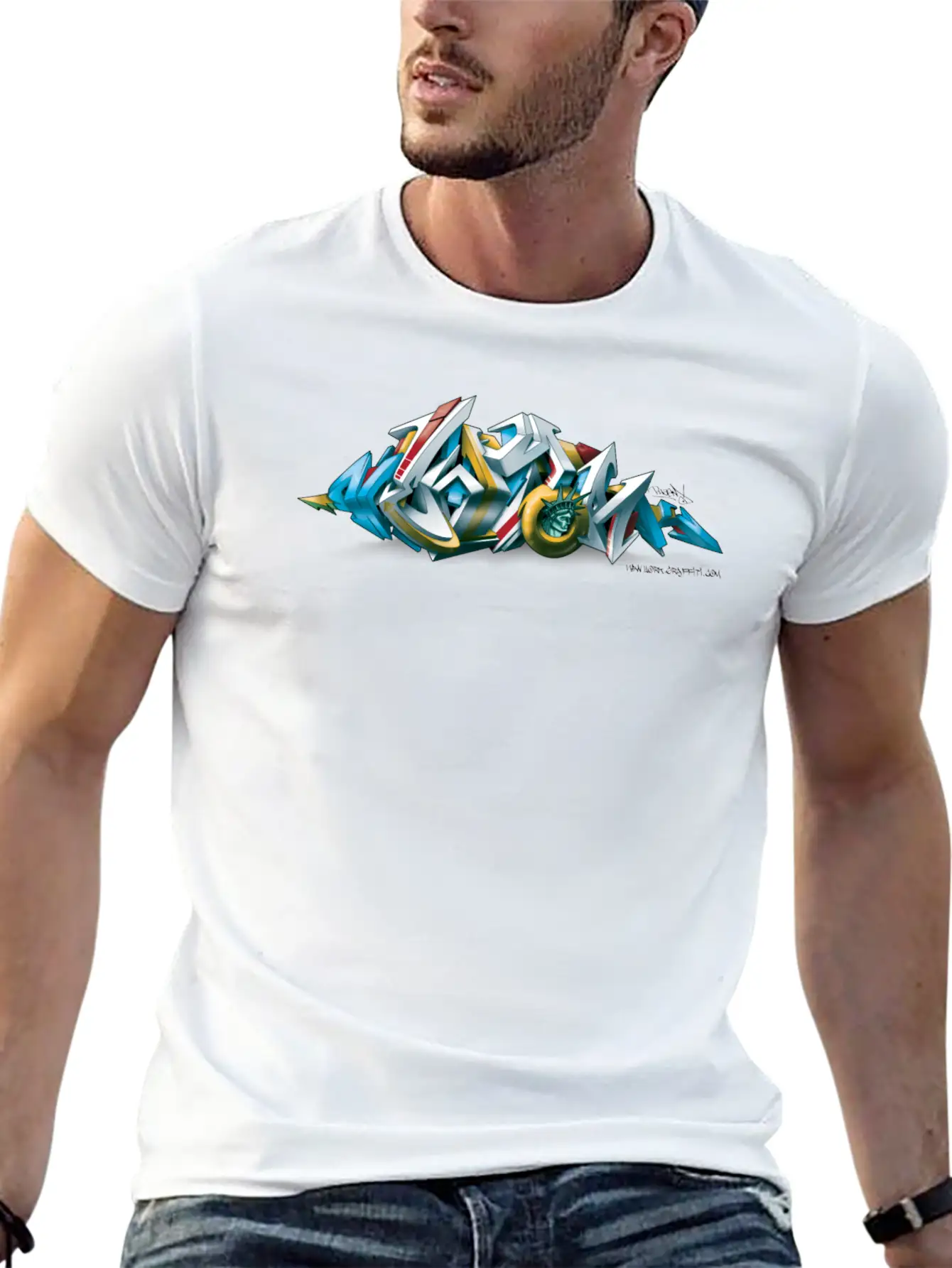Phame - Design For New York Graffiti - 3D Style Unisex Short Sleeve Soft Cotton T-Shirt – Casual Everyday Wear