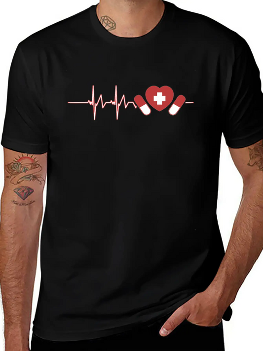 Pharmacist Heartbeat Pharmacy Technician Unisex Short Sleeve Soft Cotton T-Shirt – Casual Everyday Wear