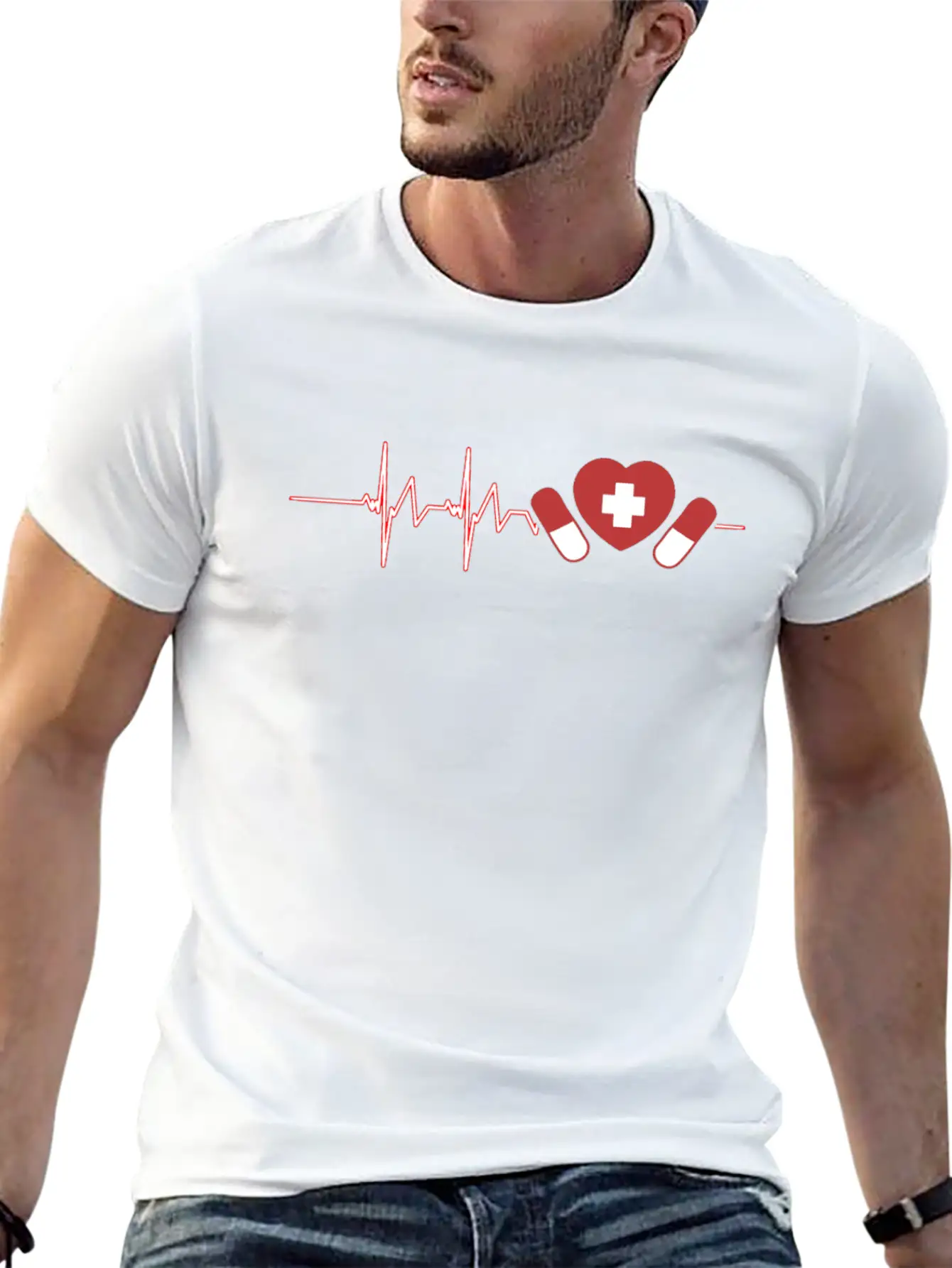 Pharmacist Heartbeat Pharmacy Technician Unisex Short Sleeve Soft Cotton T-Shirt – Casual Everyday Wear