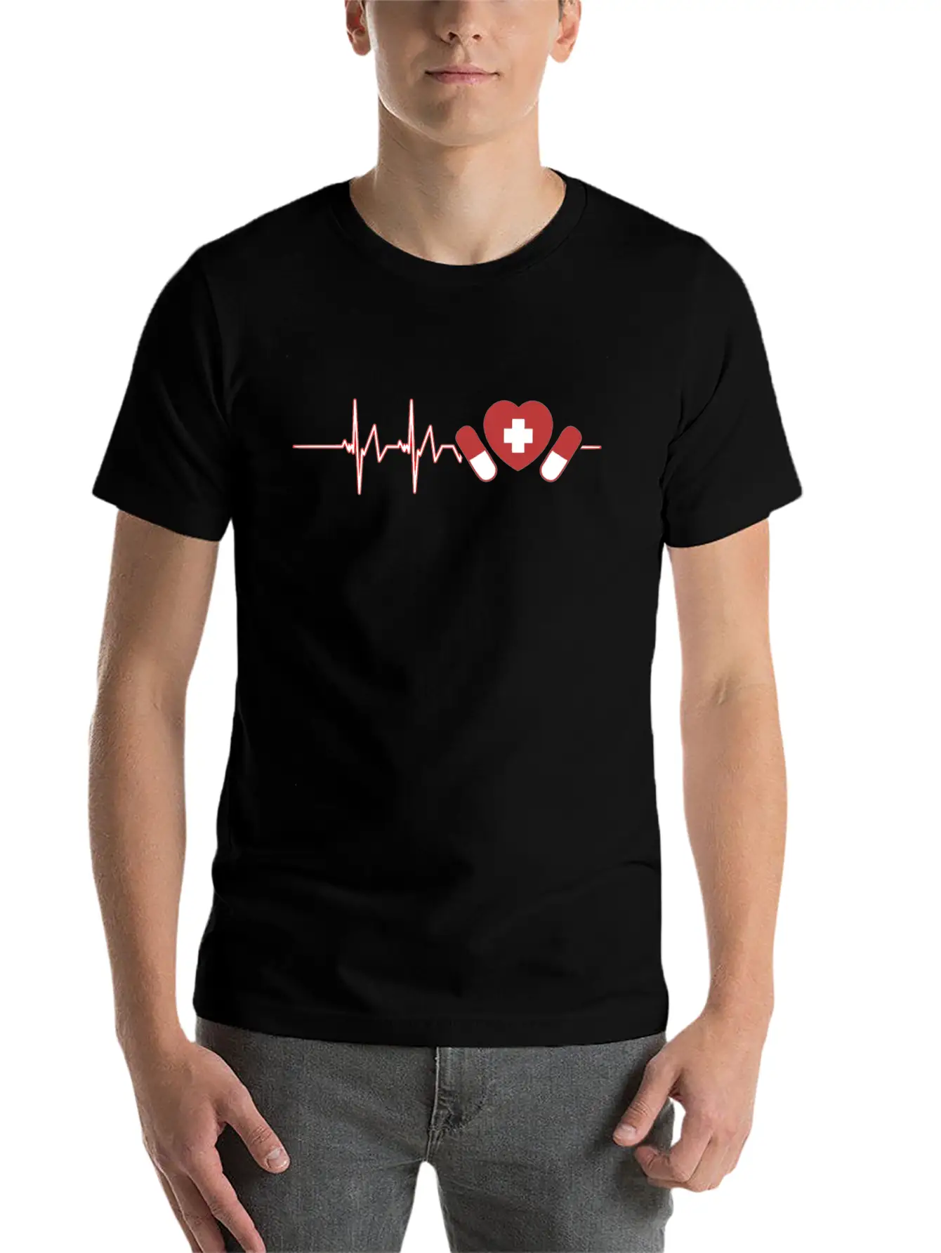 Pharmacist Heartbeat Pharmacy Technician Unisex Short Sleeve Soft Cotton T-Shirt – Casual Everyday Wear