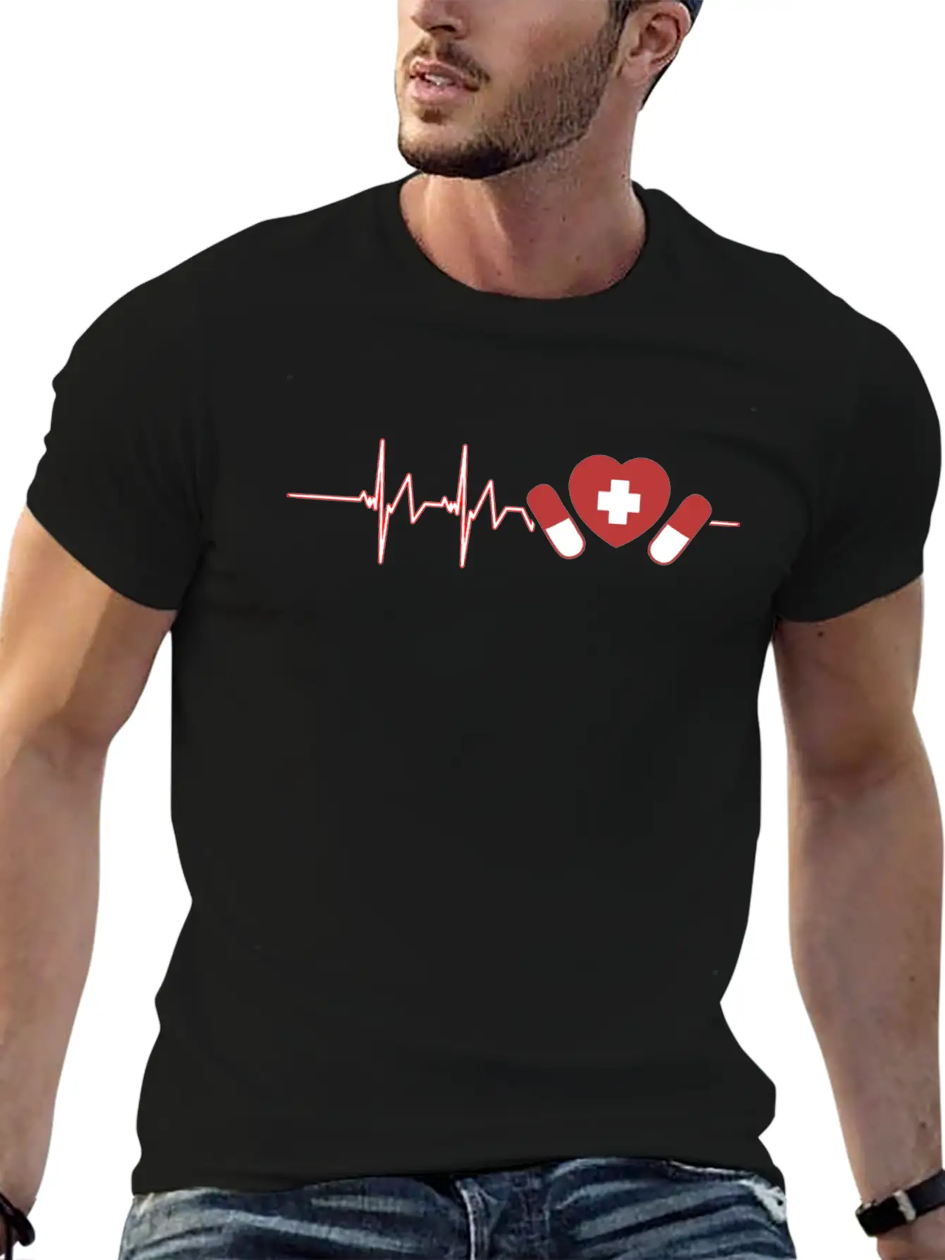 Pharmacist Heartbeat Pharmacy Technician Unisex Short Sleeve Soft Cotton T-Shirt – Casual Everyday Wear
