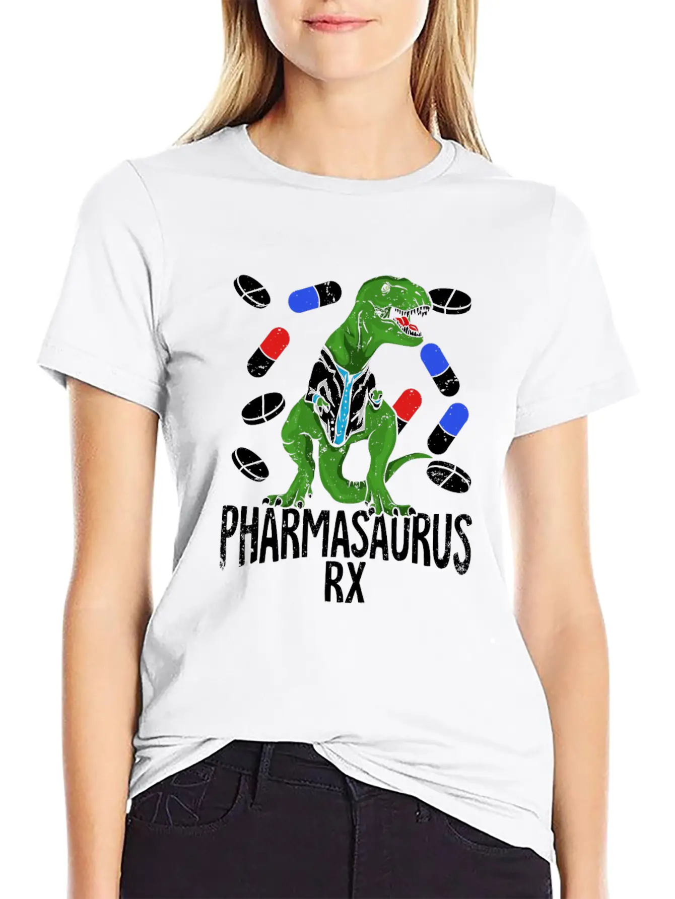 Pharmasaurus Rx Pharmacy Tech Pharmacist Gift Essential Unisex Summer Tee – Soft Cotton Casual Fit