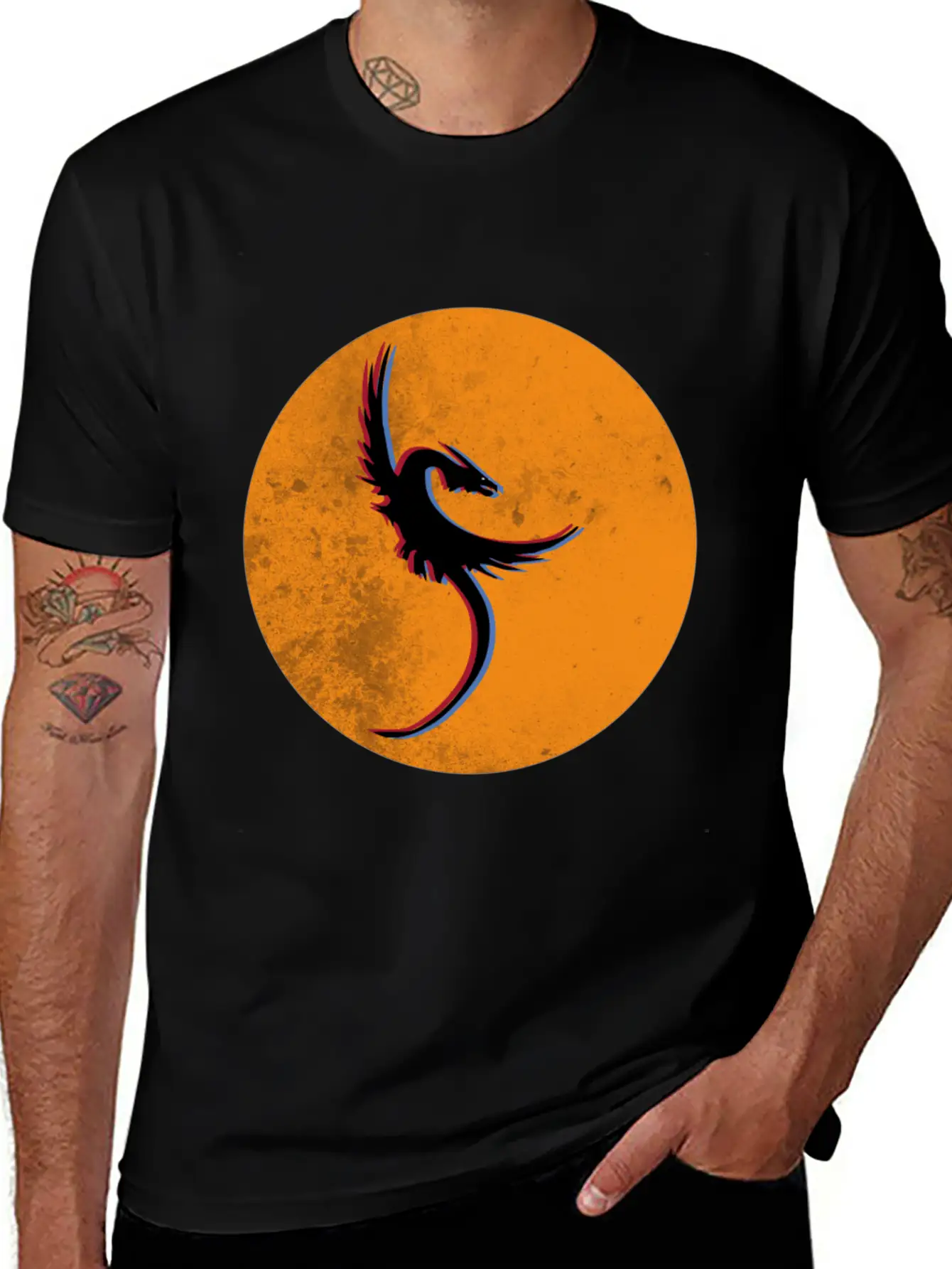 Phoenix - Rises From The Ashes In 3D 80th Look Basic Graphic T-Shirt – Daily Comfort In Soft Cotton