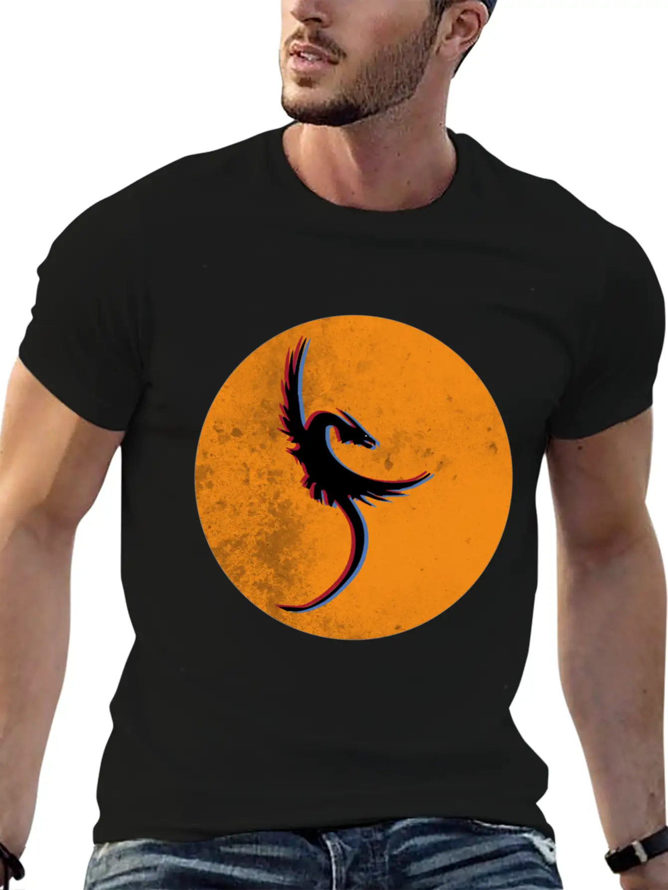 Phoenix - Rises From The Ashes In 3D 80th Look Basic Graphic T-Shirt – Daily Comfort In Soft Cotton