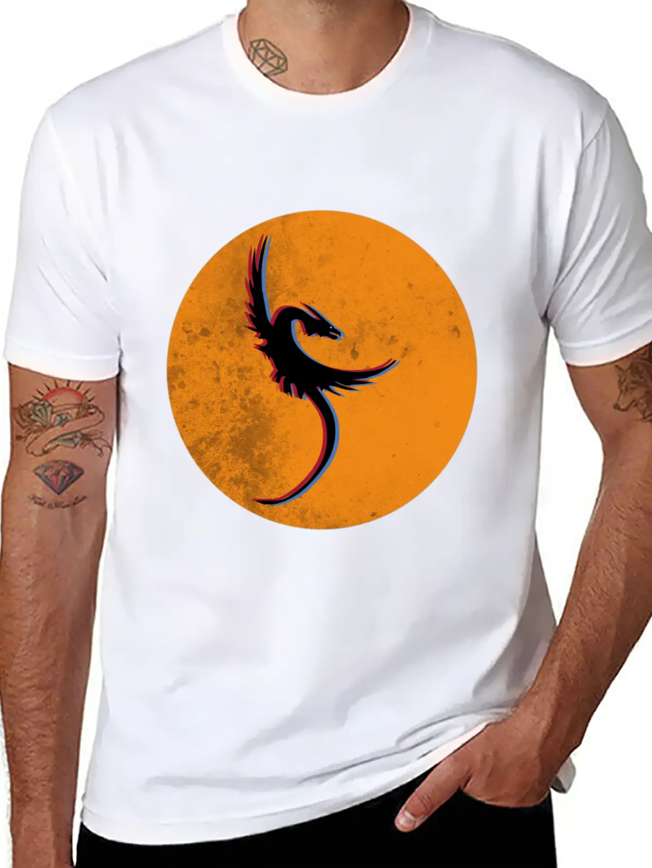Phoenix - Rises From The Ashes In 3D 80th Look Basic Graphic T-Shirt – Daily Comfort In Soft Cotton
