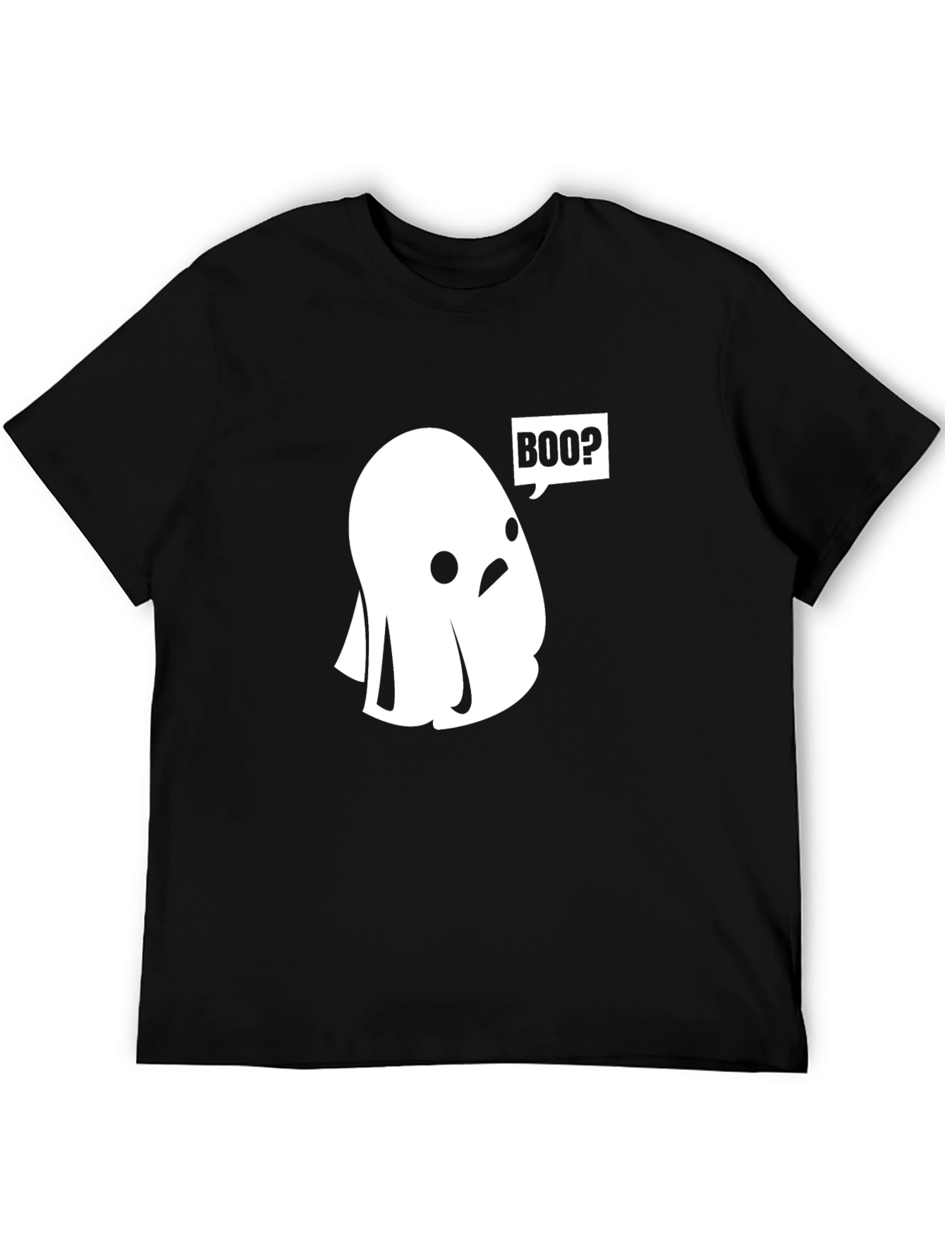 Boo? Ghost Graphic Tee - Black Cotton T-Shirt