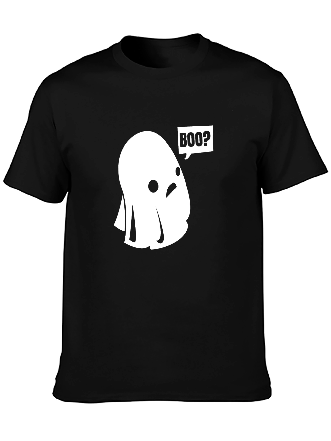 Boo? Ghost Graphic Tee - Black Cotton T-Shirt