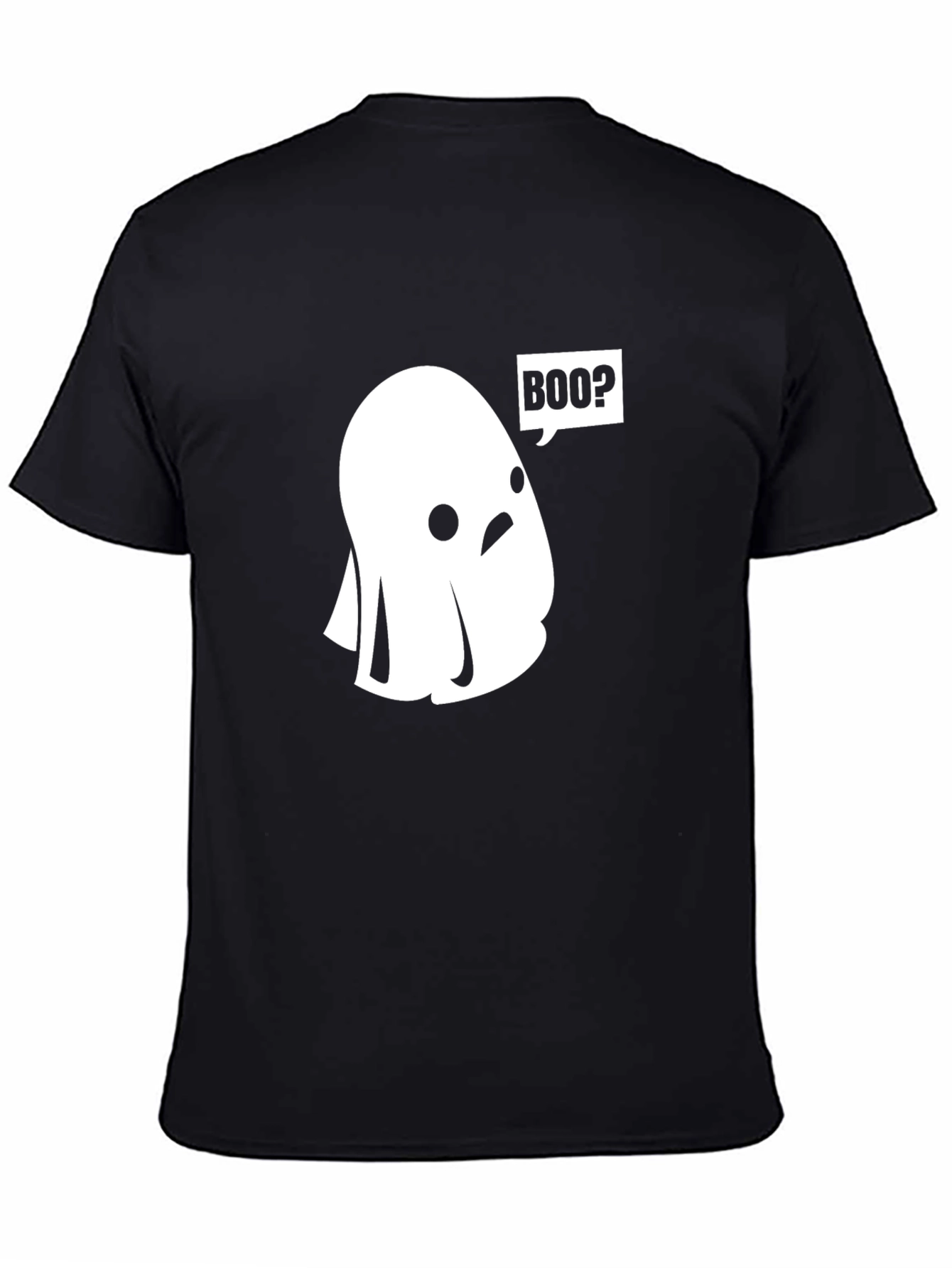 Boo? Ghost Graphic Tee - Black Cotton T-Shirt