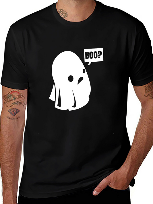 Boo? Ghost Graphic Tee - Black Cotton T-Shirt