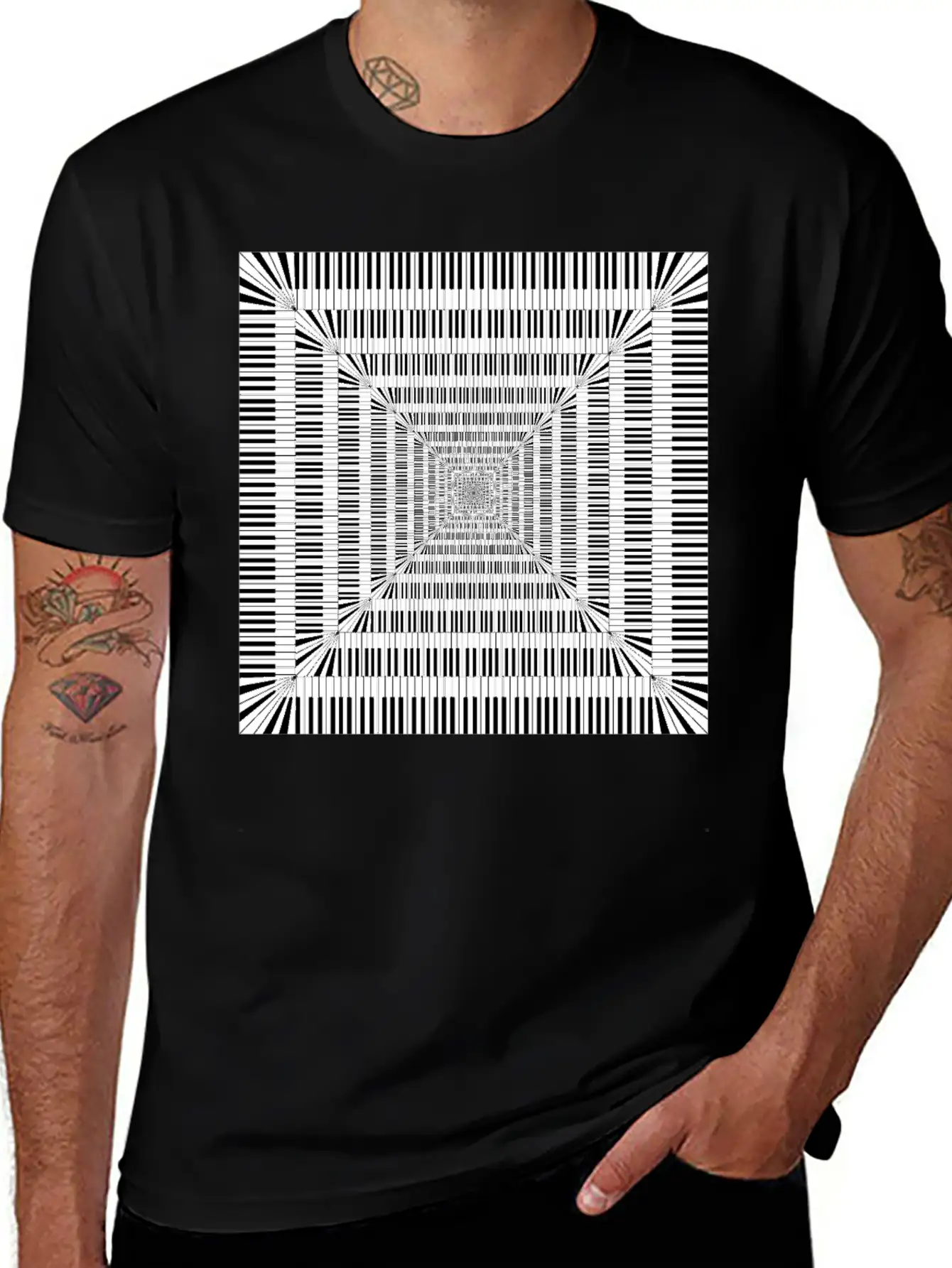 Piano Keys Square Vortex Stylish Everyday T-Shirt – Unisex Basic Cotton Tee