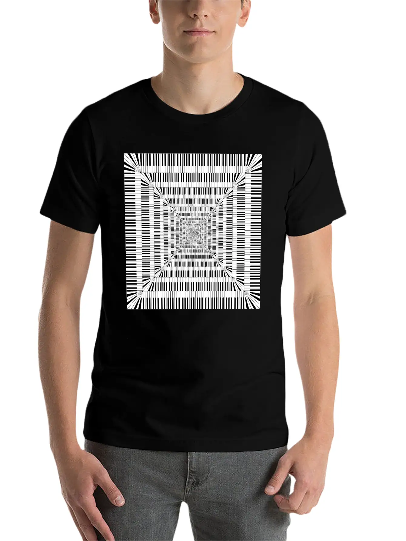 Piano Keys Square Vortex Stylish Everyday T-Shirt – Unisex Basic Cotton Tee