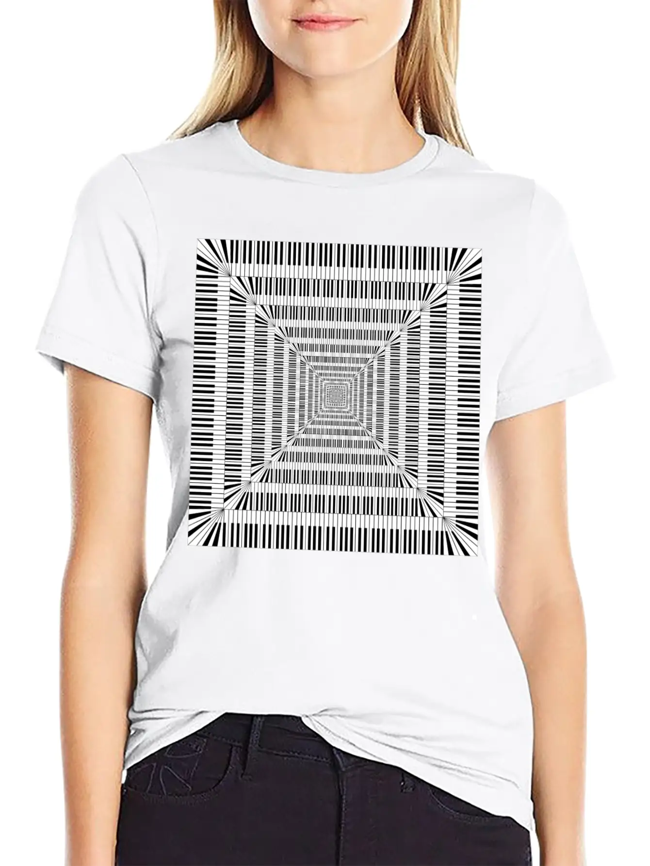 Piano Keys Square Vortex Stylish Everyday T-Shirt – Unisex Basic Cotton Tee