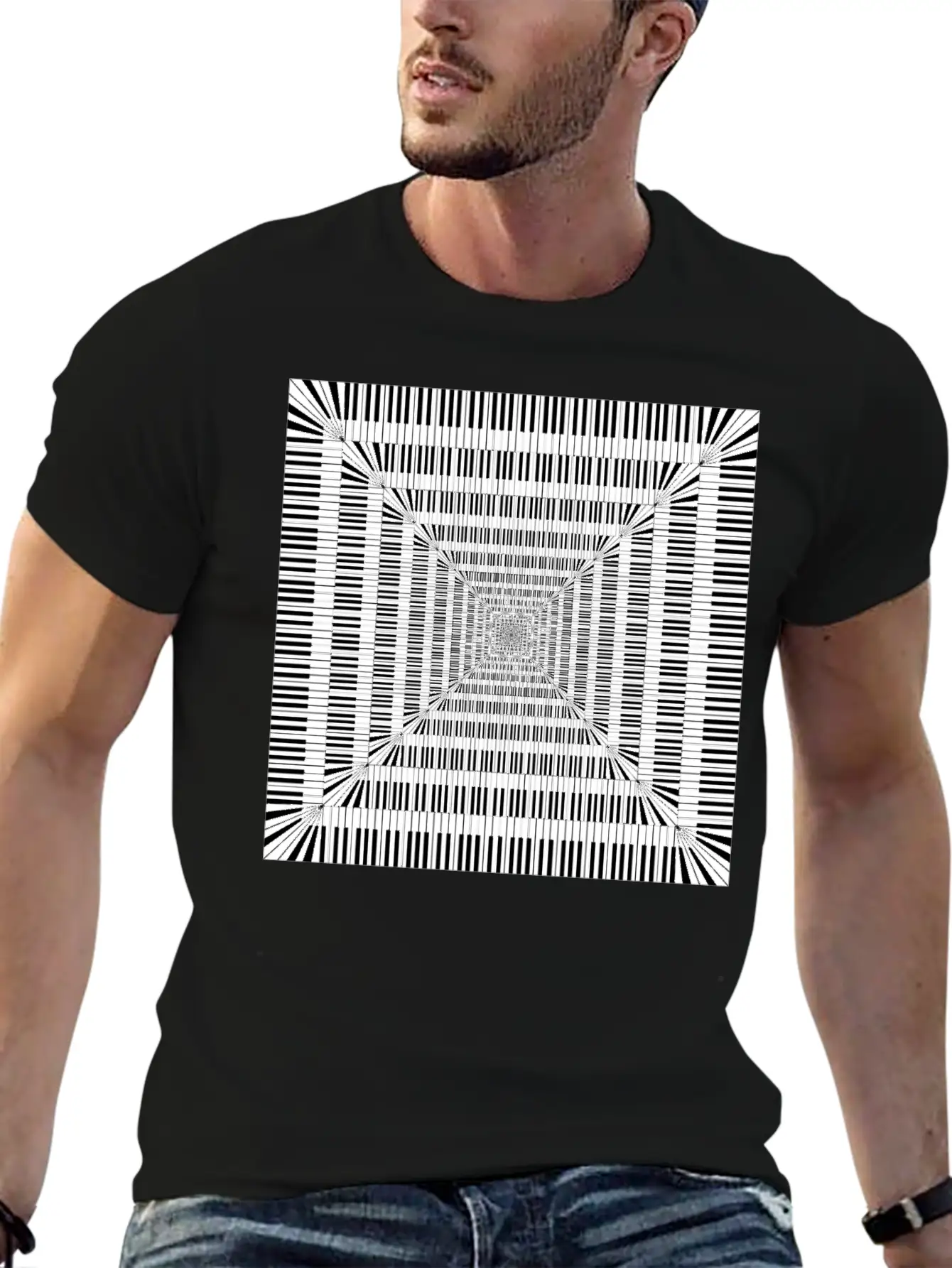 Piano Keys Square Vortex Stylish Everyday T-Shirt – Unisex Basic Cotton Tee