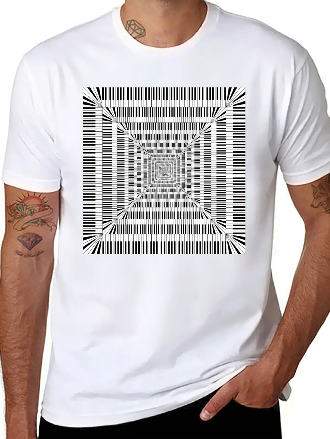 Piano Keys Square Vortex Stylish Everyday T-Shirt – Unisex Basic Cotton Tee