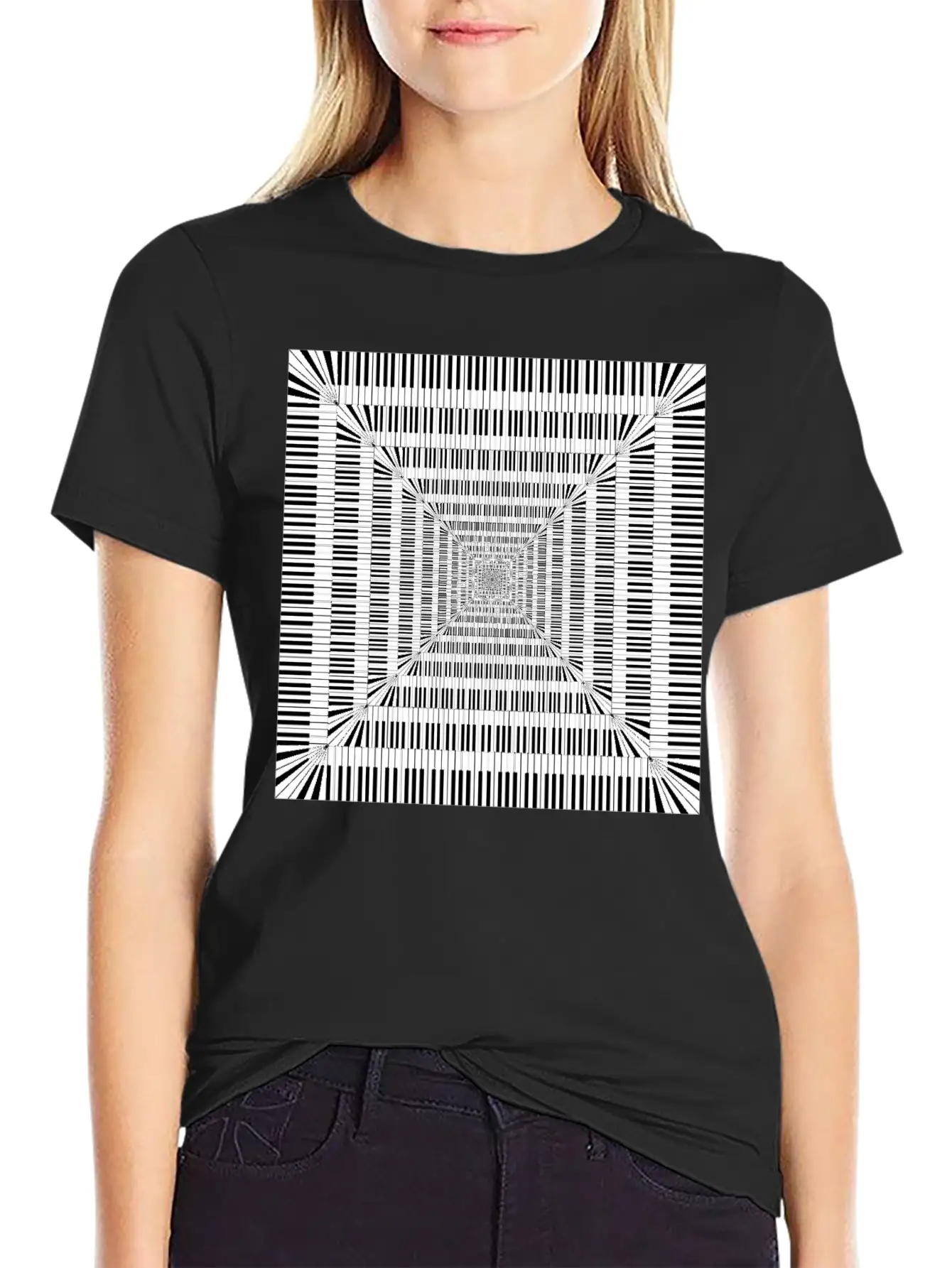 Piano Keys Square Vortex Stylish Everyday T-Shirt – Unisex Basic Cotton Tee