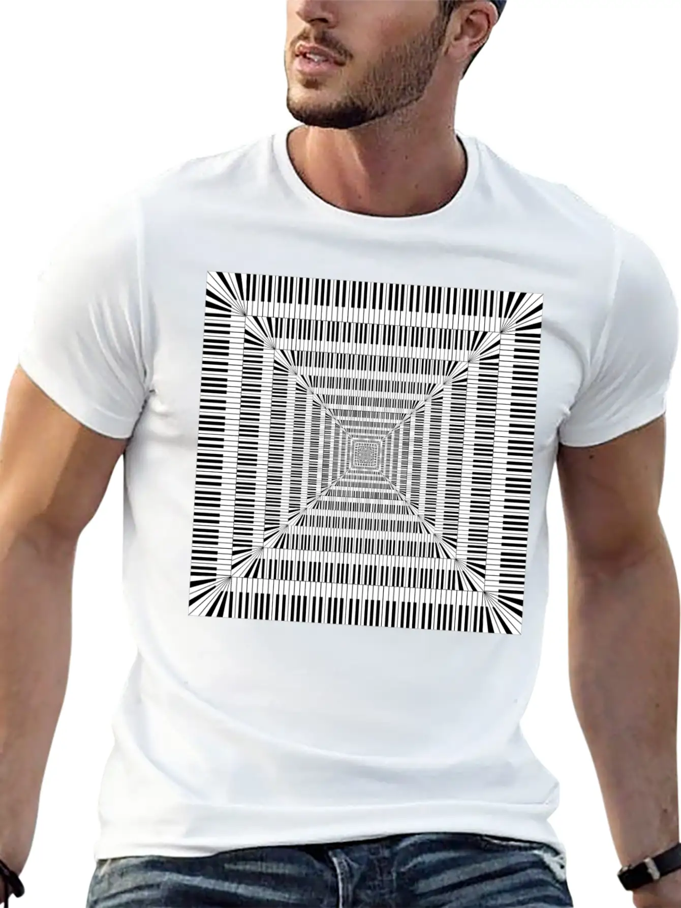 Piano Keys Square Vortex Stylish Everyday T-Shirt – Unisex Basic Cotton Tee