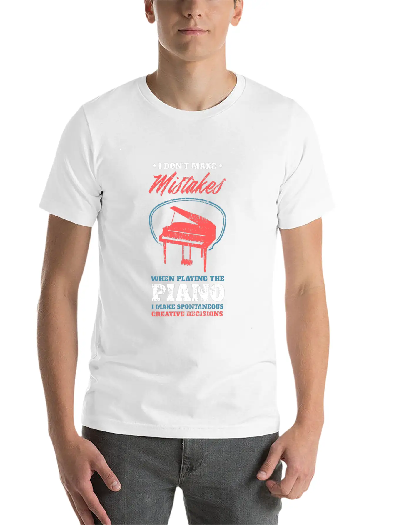 Piano Unisex Short Sleeve Soft Cotton T-Shirt – Casual Everyday Wear