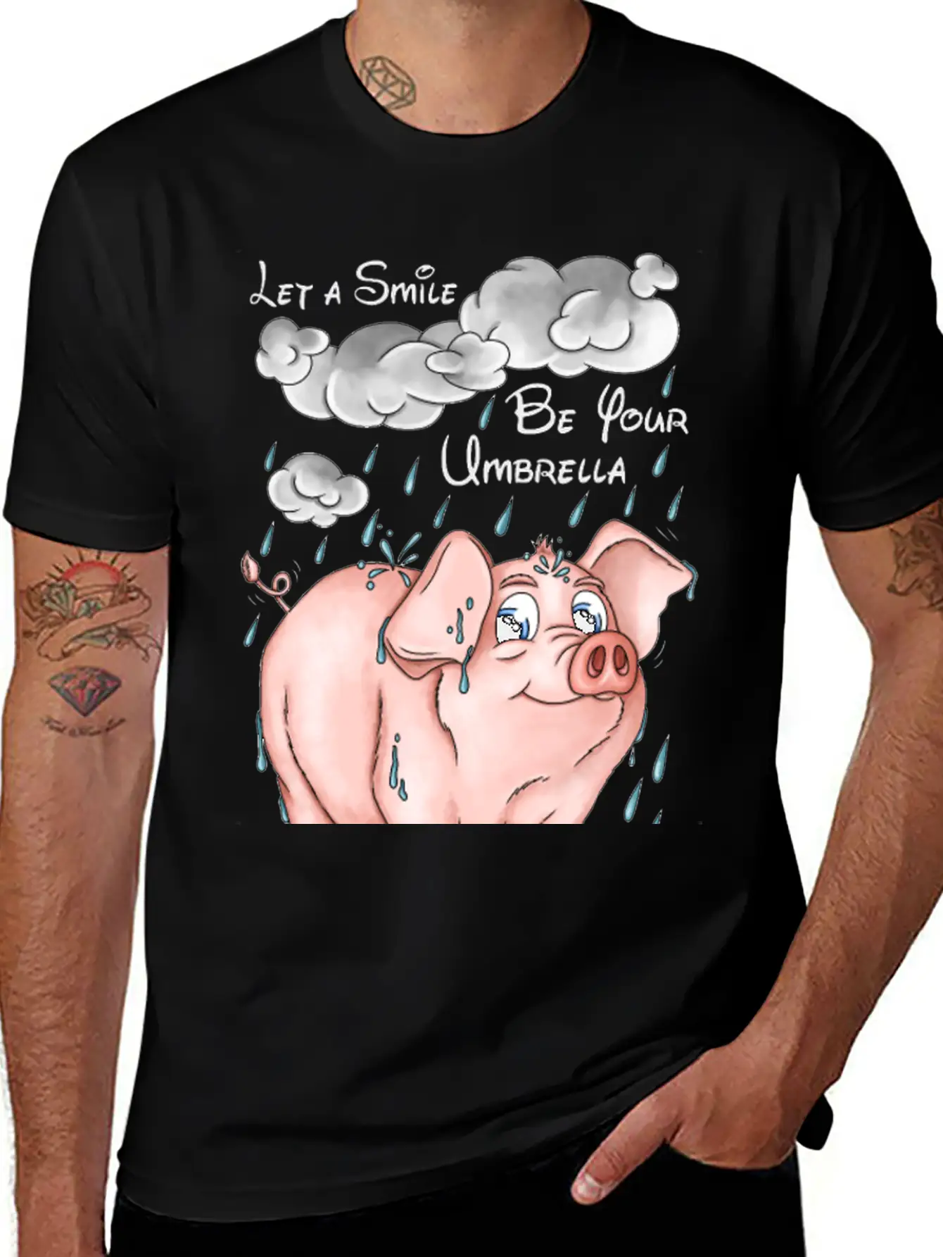 Pig And Bad Weather Unisex Short Sleeve Soft Cotton T-Shirt – Casual Everyday Wear