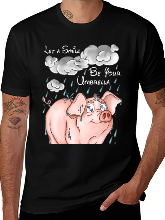 Pig And Bad Weather Unisex Short Sleeve Soft Cotton T-Shirt – Casual Everyday Wear