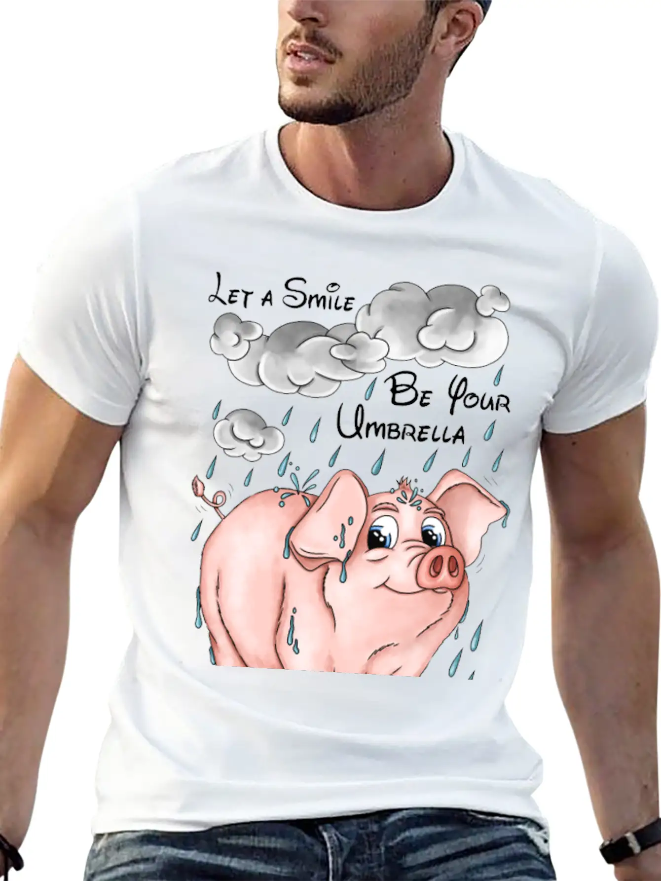 Pig And Bad Weather Unisex Short Sleeve Soft Cotton T-Shirt – Casual Everyday Wear