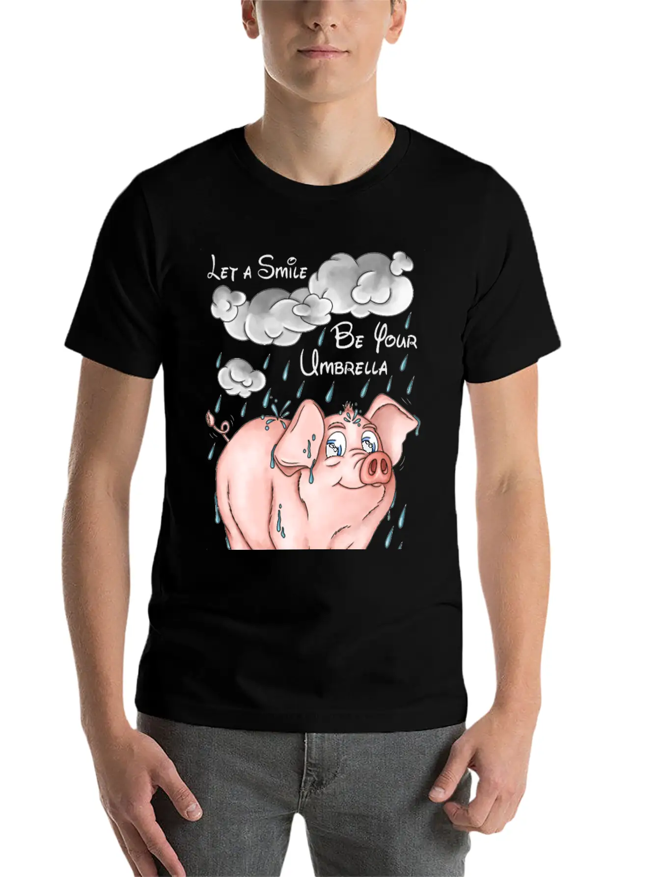 Pig And Bad Weather Unisex Short Sleeve Soft Cotton T-Shirt – Casual Everyday Wear