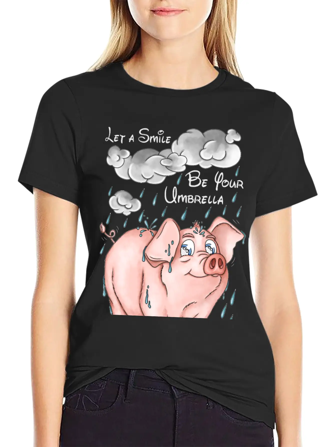 Pig And Bad Weather Unisex Short Sleeve Soft Cotton T-Shirt – Casual Everyday Wear