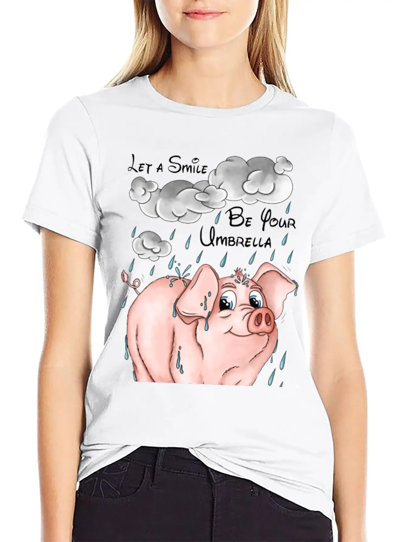 Pig And Bad Weather Unisex Short Sleeve Soft Cotton T-Shirt – Casual Everyday Wear