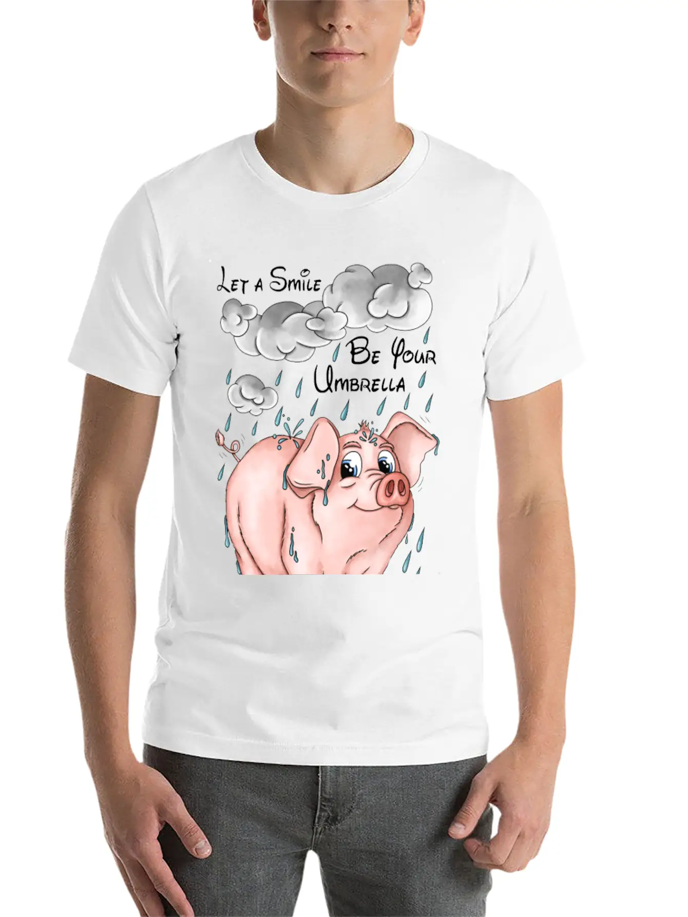 Pig And Bad Weather Unisex Short Sleeve Soft Cotton T-Shirt – Casual Everyday Wear