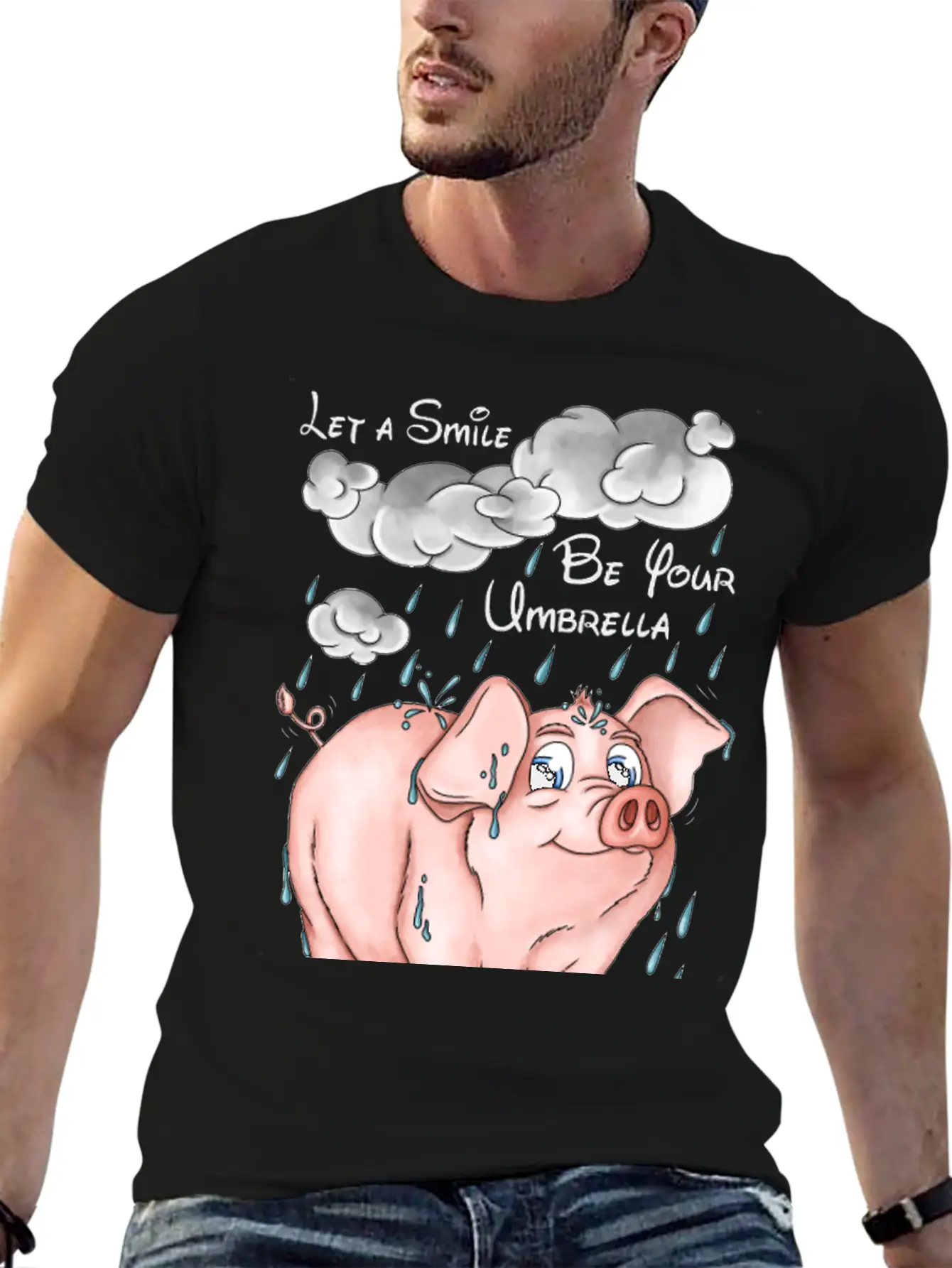 Pig And Bad Weather Unisex Short Sleeve Soft Cotton T-Shirt – Casual Everyday Wear