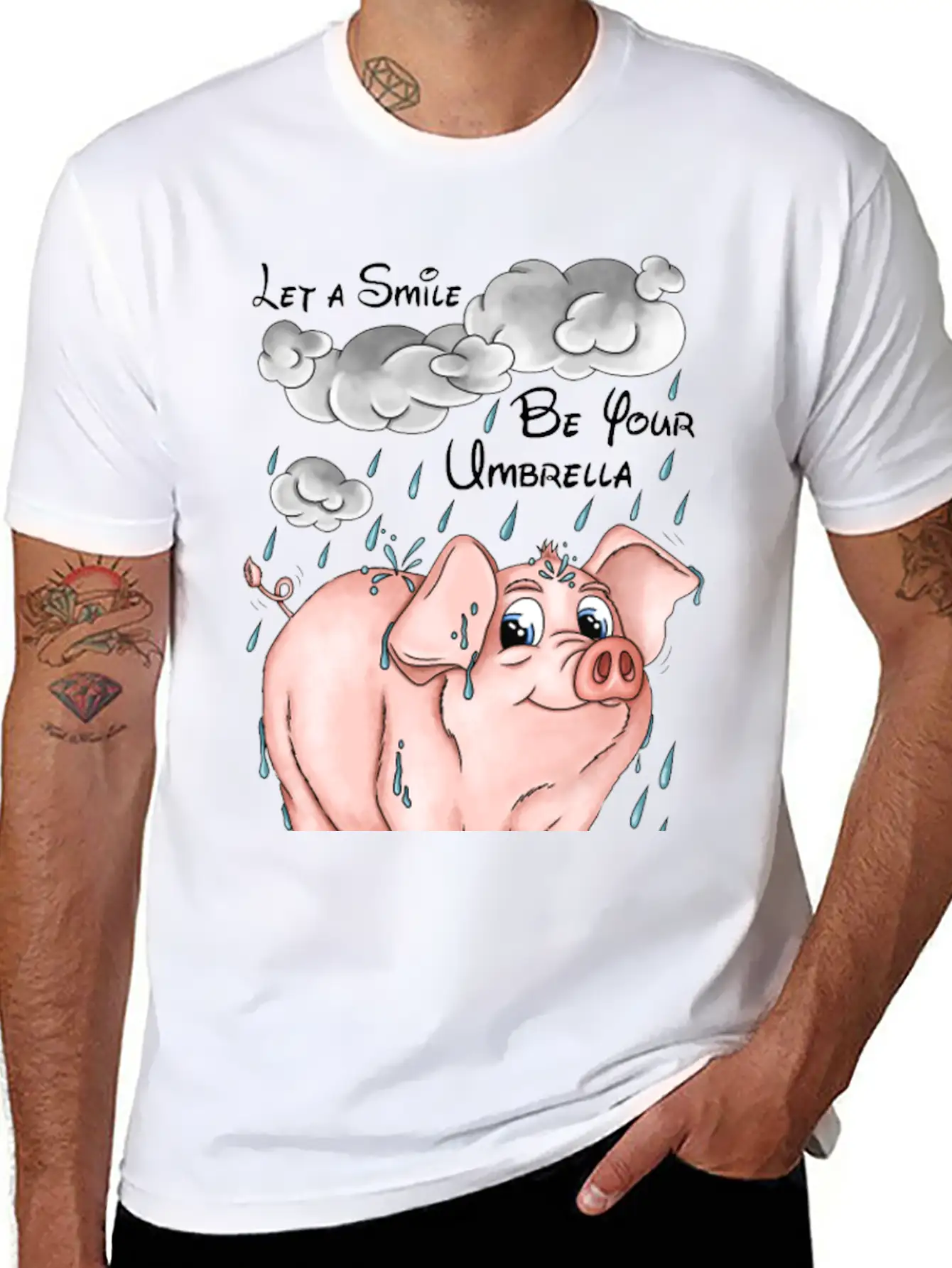 Pig And Bad Weather Unisex Short Sleeve Soft Cotton T-Shirt – Casual Everyday Wear