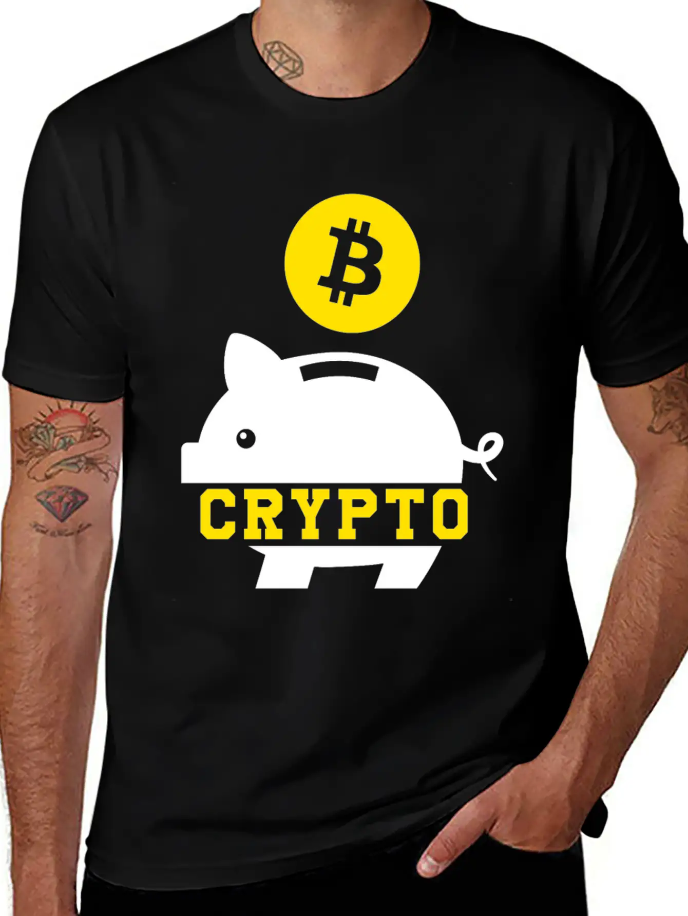 Piggy Bank Bitcoin Coin Cryptocurrency Crypto BTC Stylish Everyday T-Shirt – Unisex Basic Cotton Tee