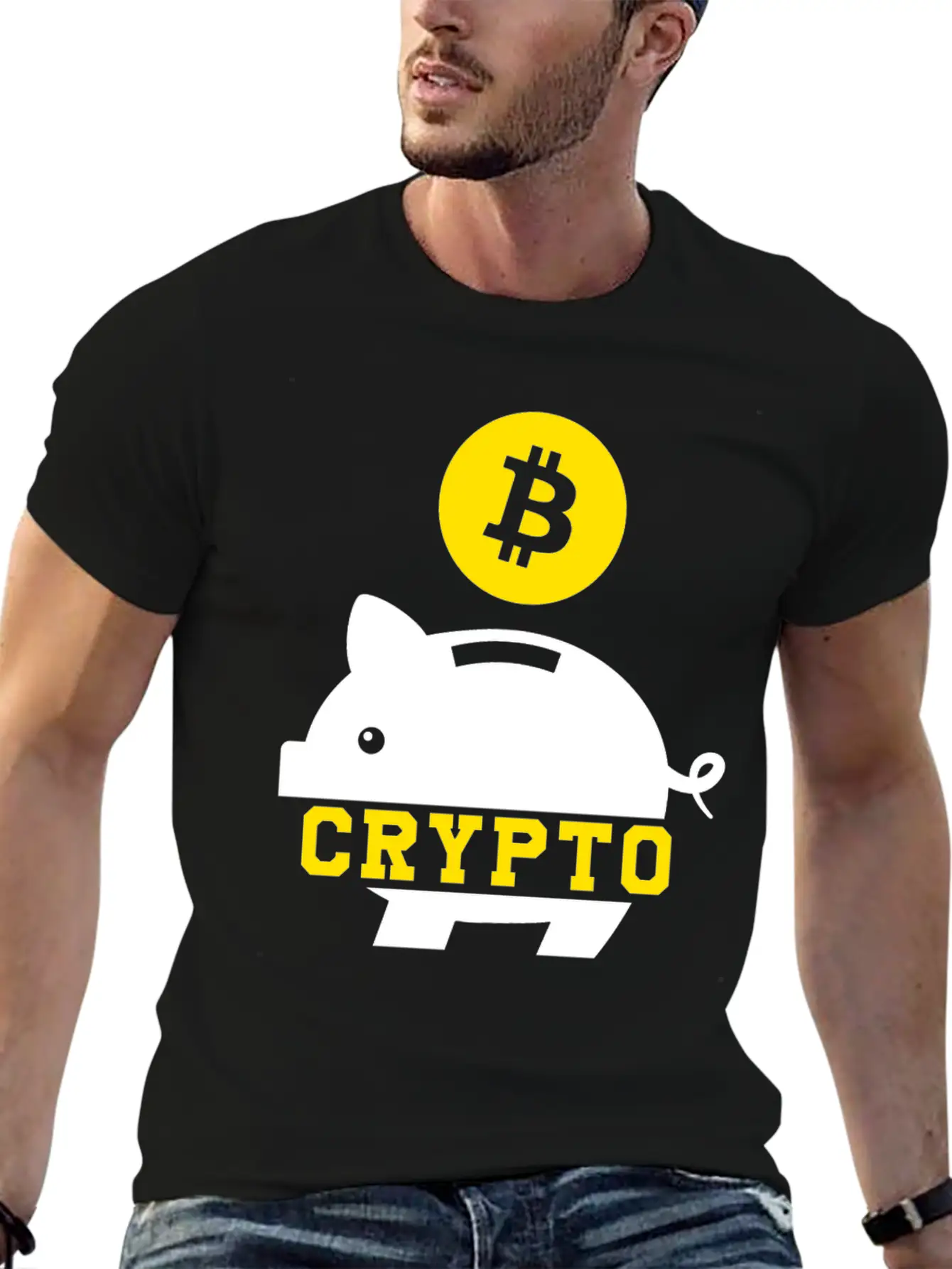 Piggy Bank Bitcoin Coin Cryptocurrency Crypto BTC Stylish Everyday T-Shirt – Unisex Basic Cotton Tee