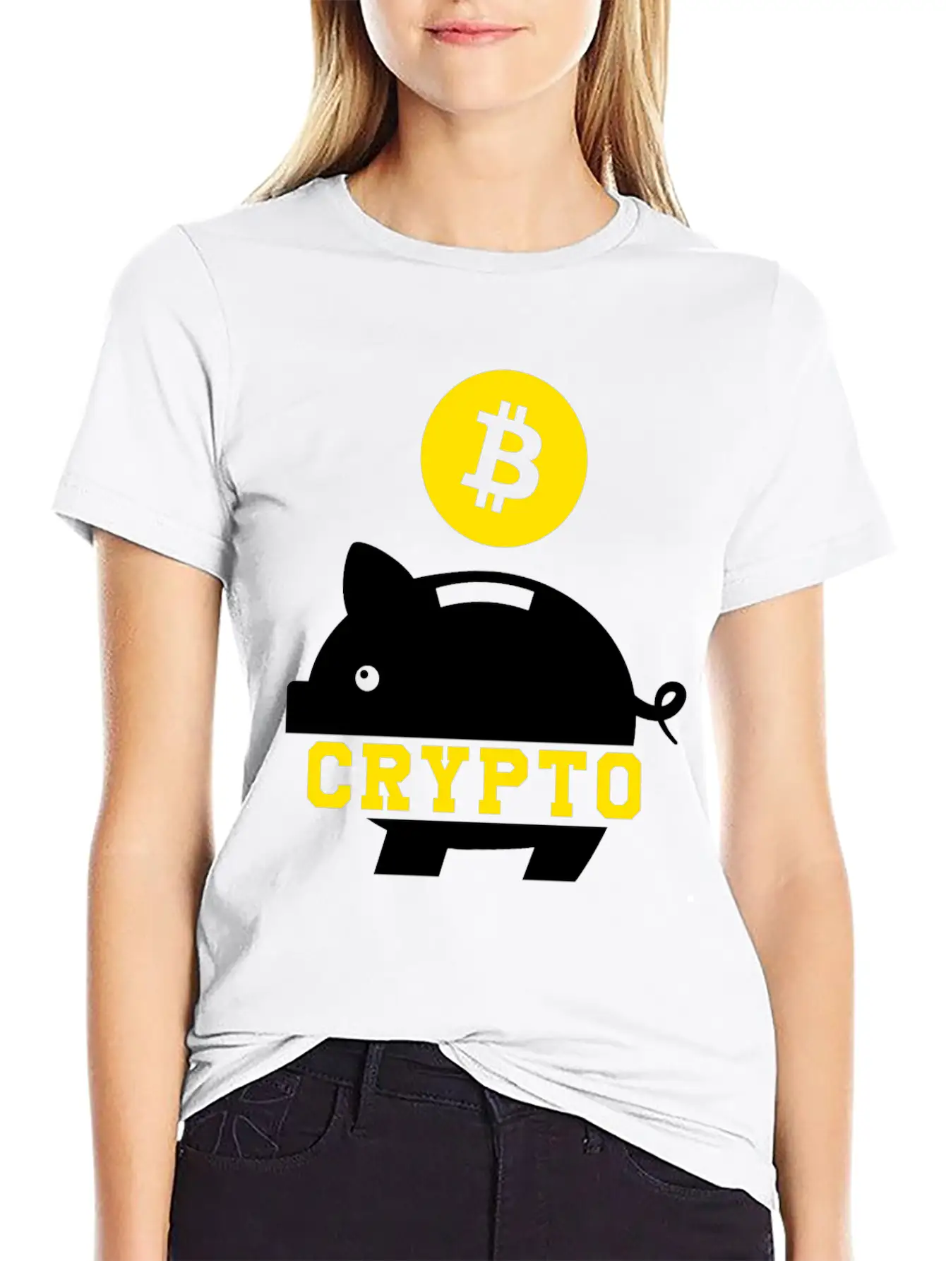 Piggy Bank Bitcoin Coin Cryptocurrency Crypto BTC Stylish Everyday T-Shirt – Unisex Basic Cotton Tee