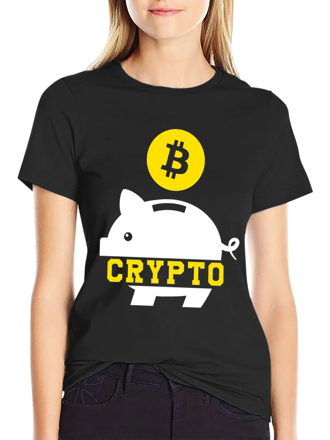 Piggy Bank Bitcoin Coin Cryptocurrency Crypto BTC Stylish Everyday T-Shirt – Unisex Basic Cotton Tee