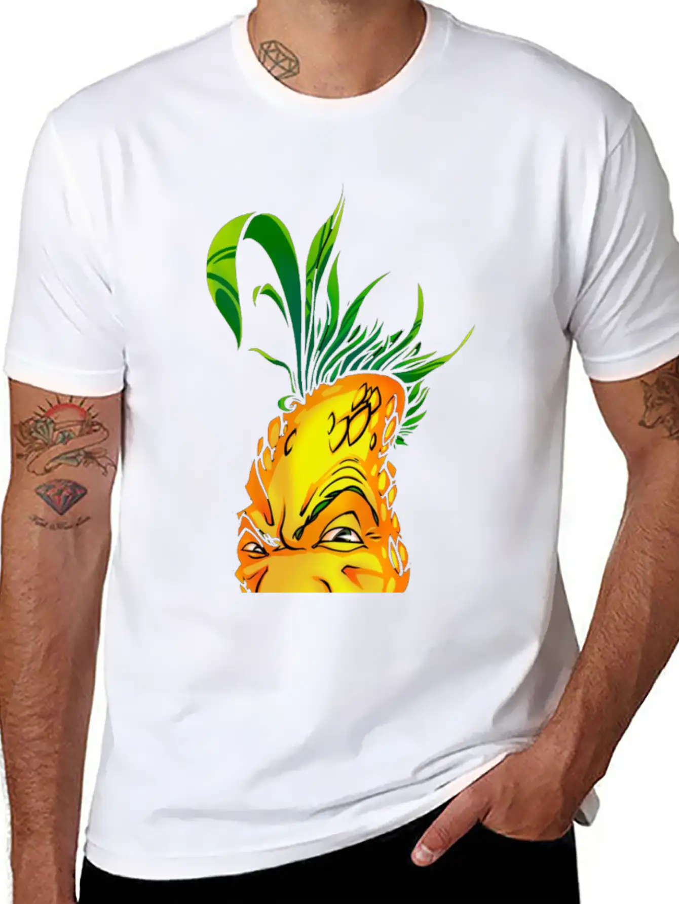 Pineapple Mens T-Shirt Funny Stylish Everyday T-Shirt – Unisex Basic Cotton Tee