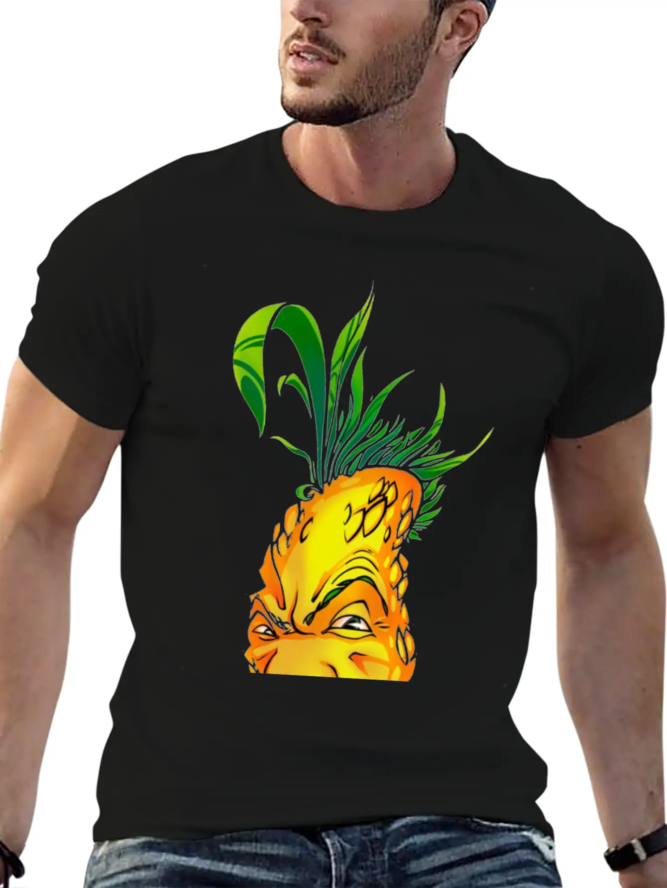 Pineapple Mens T-Shirt Funny Stylish Everyday T-Shirt – Unisex Basic Cotton Tee