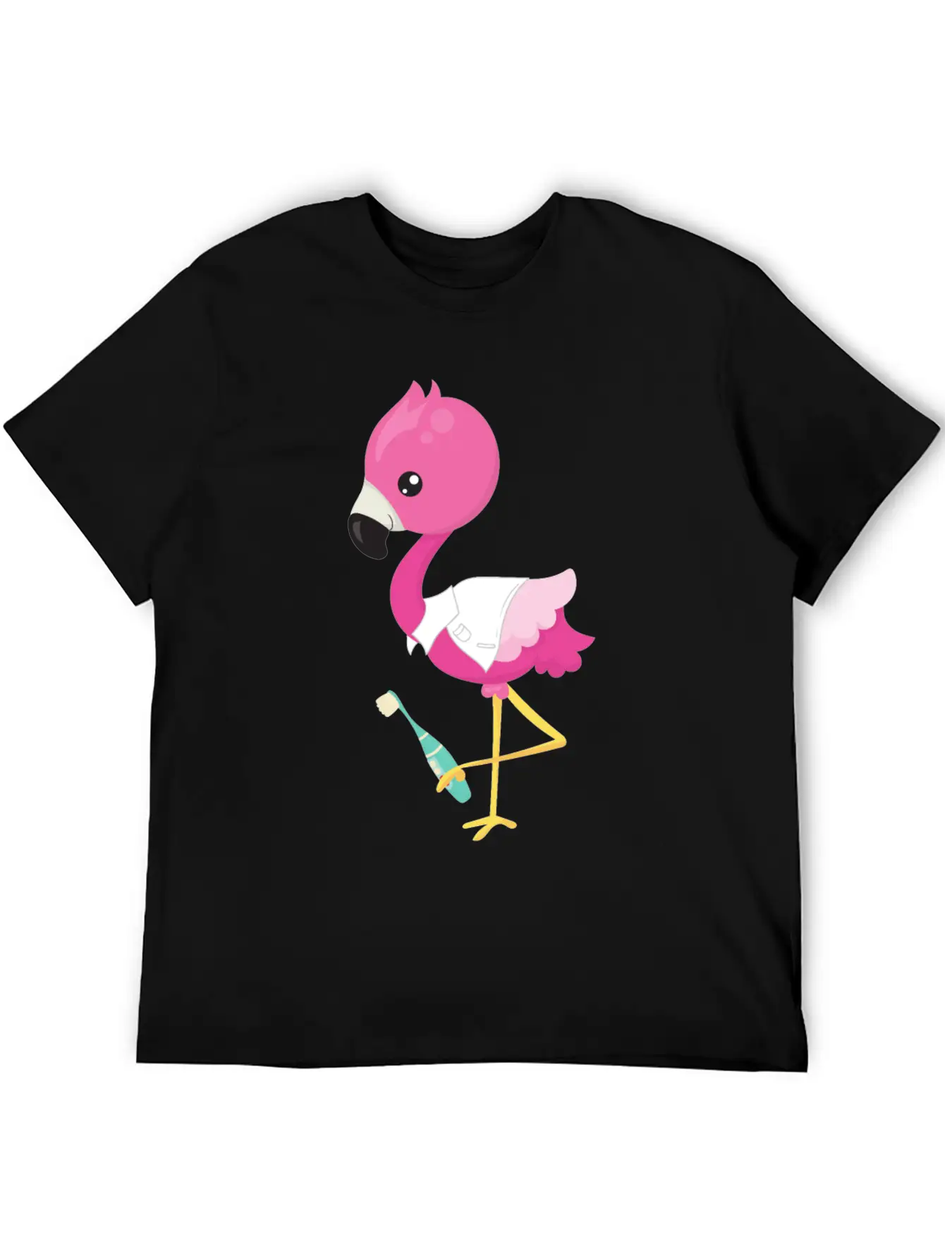 Pink Flamingo Doctor Tooth Clinic Surgery Oral Unisex Short Sleeve Soft Cotton T-Shirt – Casual Everyday Wear