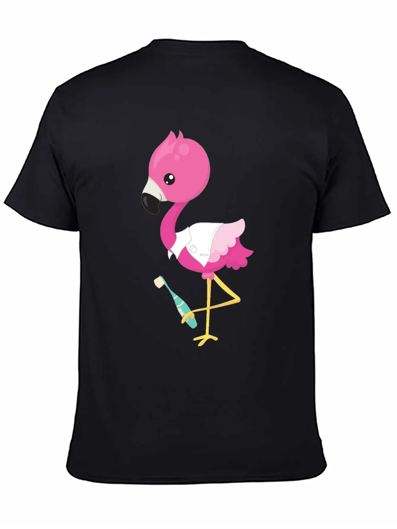 Pink Flamingo Doctor Tooth Clinic Surgery Oral Unisex Short Sleeve Soft Cotton T-Shirt – Casual Everyday Wear