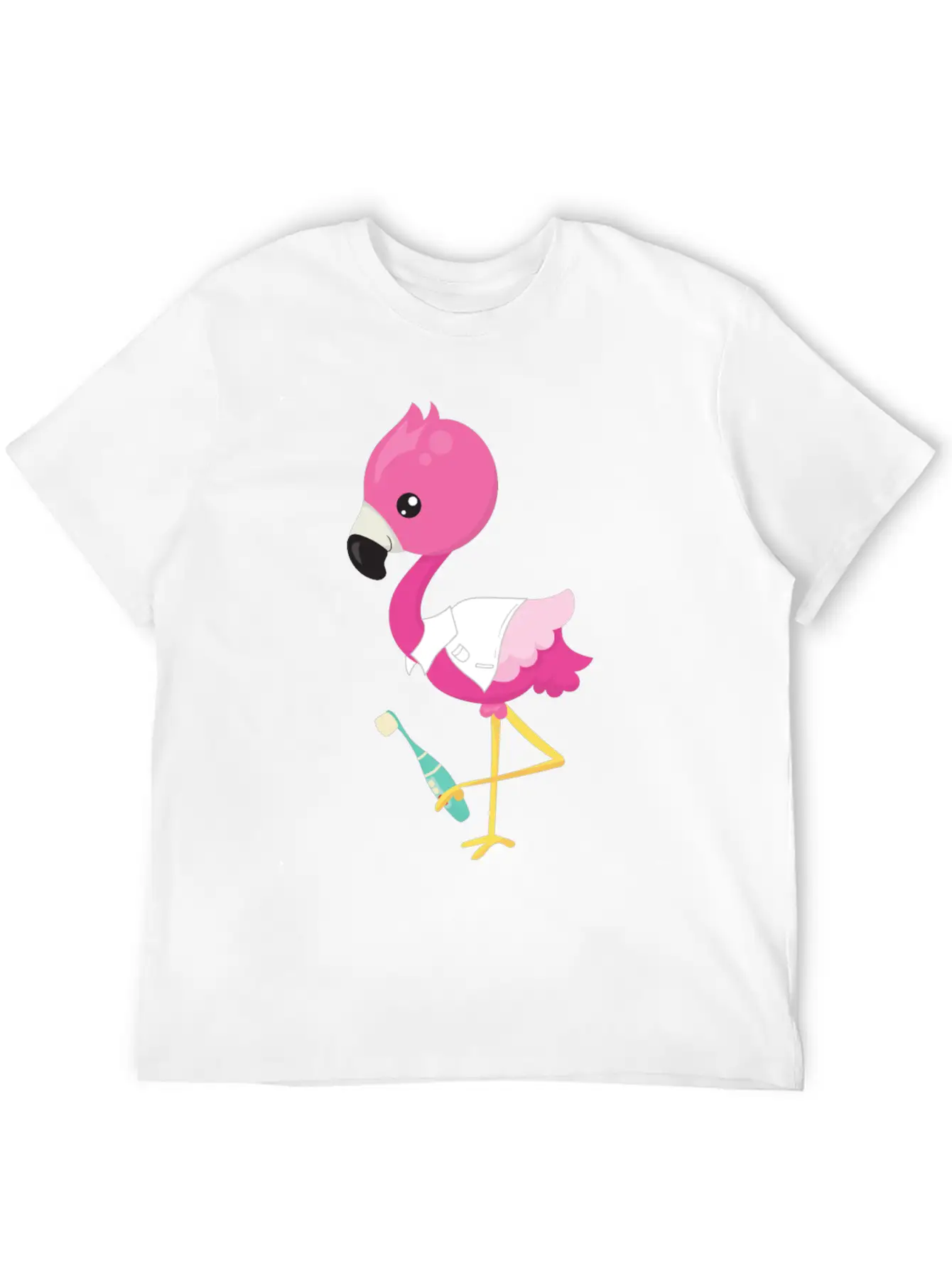 Pink Flamingo Doctor Tooth Clinic Surgery Oral Unisex Short Sleeve Soft Cotton T-Shirt – Casual Everyday Wear