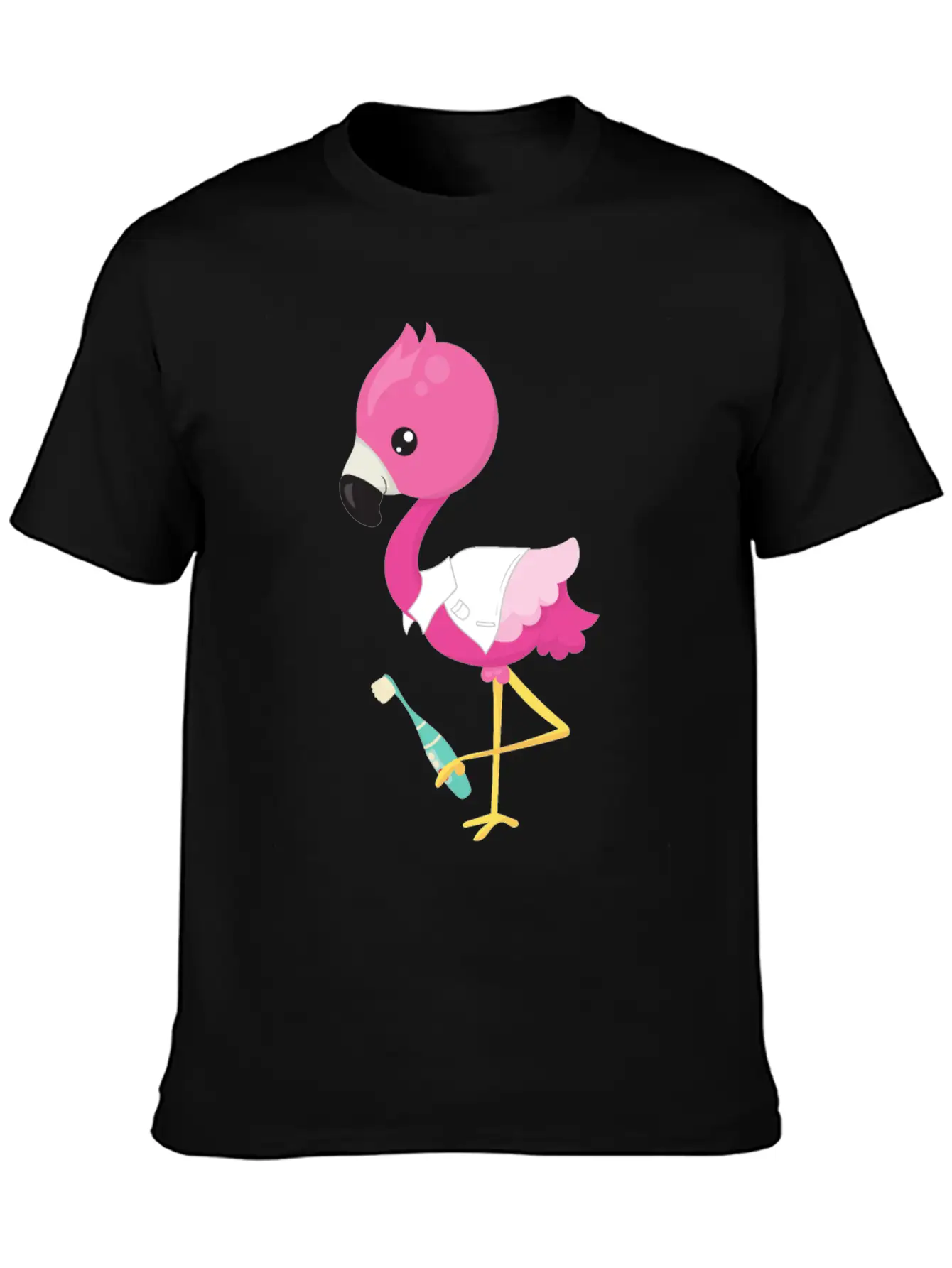 Pink Flamingo Doctor Tooth Clinic Surgery Oral Unisex Short Sleeve Soft Cotton T-Shirt – Casual Everyday Wear