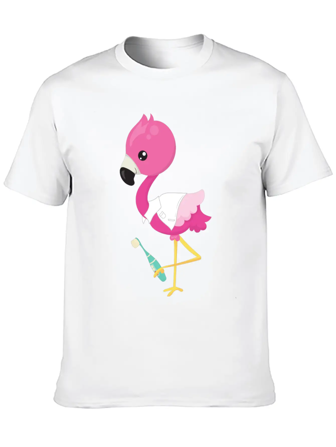 Pink Flamingo Doctor Tooth Clinic Surgery Oral Unisex Short Sleeve Soft Cotton T-Shirt – Casual Everyday Wear