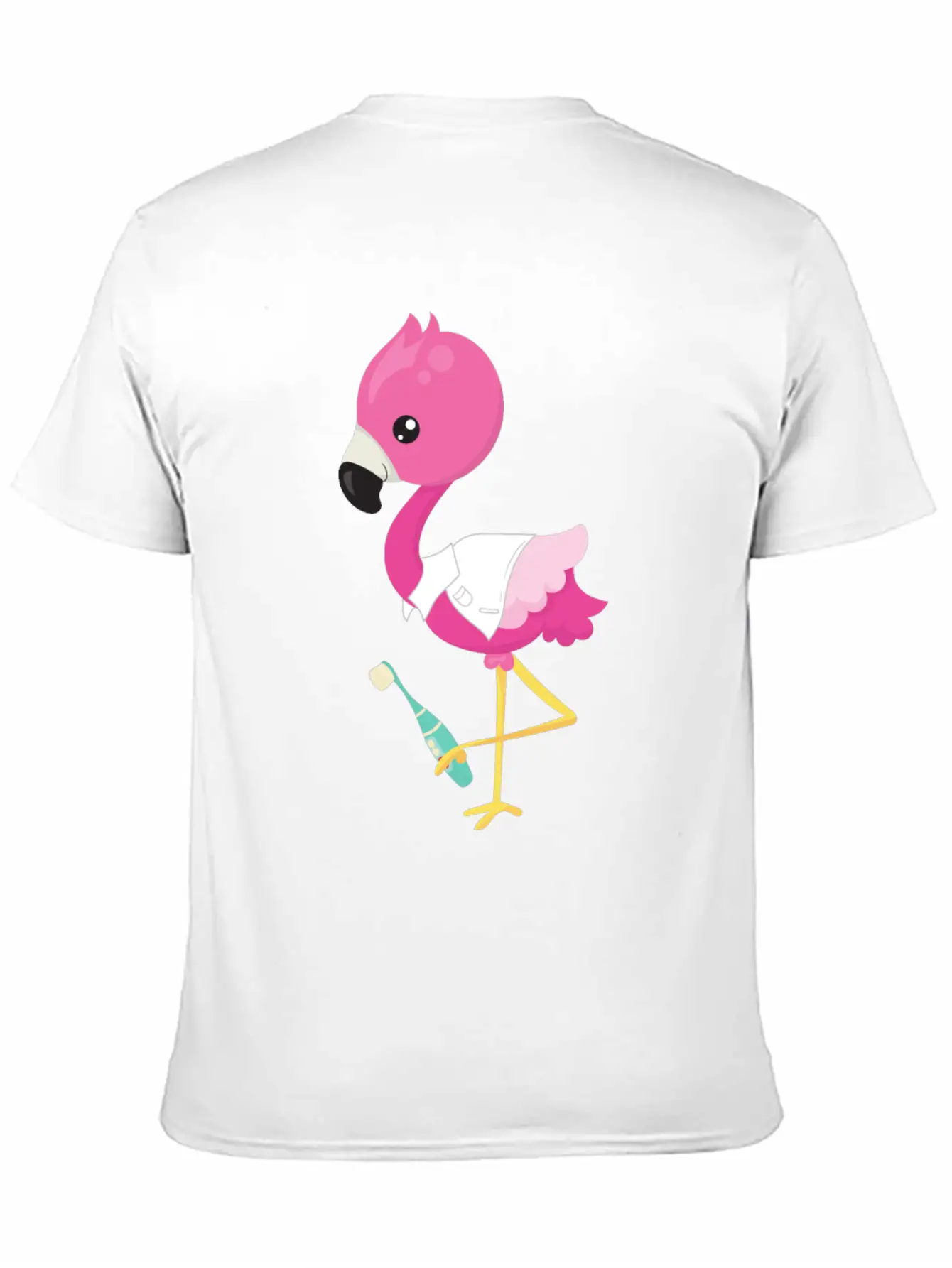Pink Flamingo Doctor Tooth Clinic Surgery Oral Unisex Short Sleeve Soft Cotton T-Shirt – Casual Everyday Wear