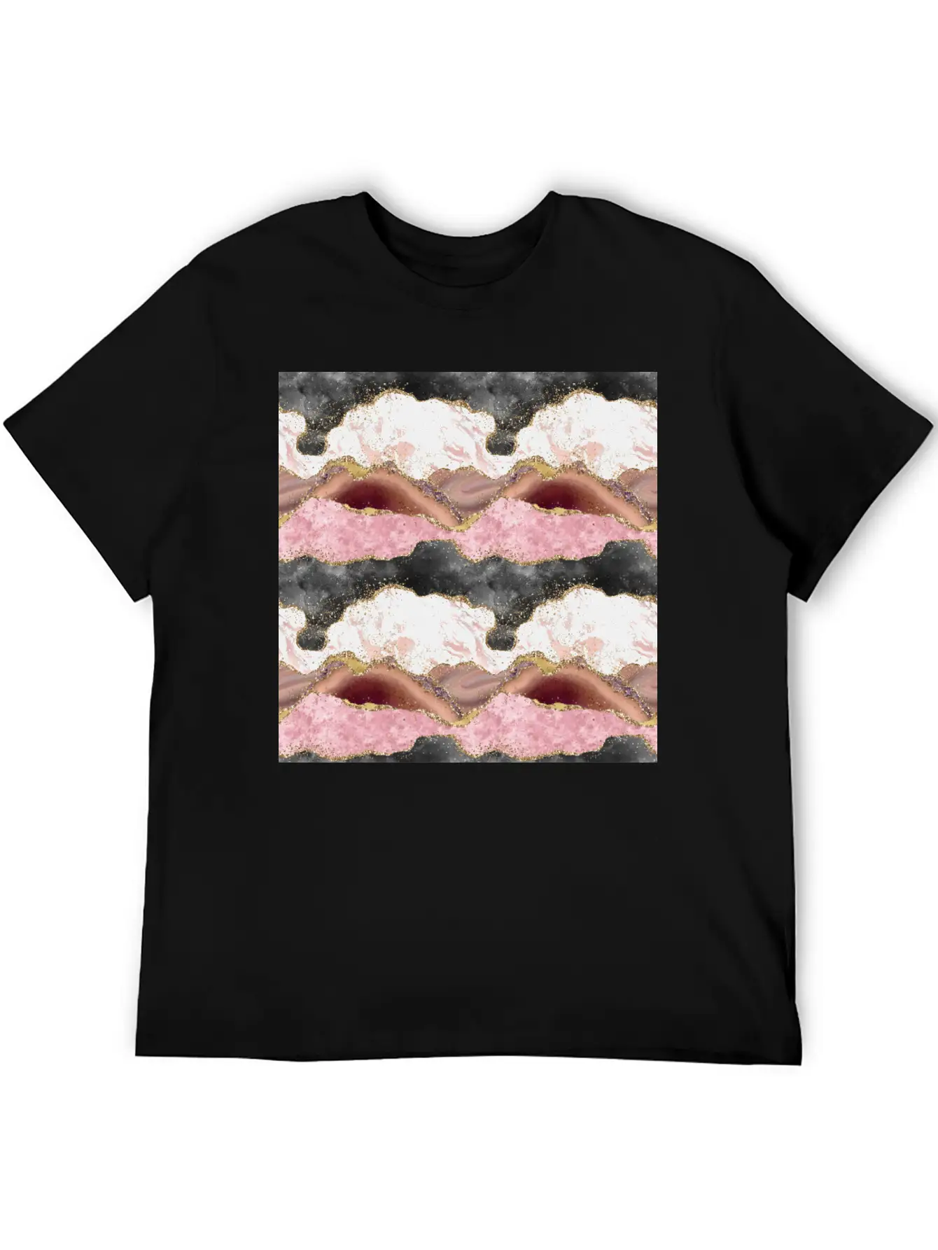 Pink Gold Glitter Agate Marble Comfortable Minimalist Graphic Tee – Summer Style Essential