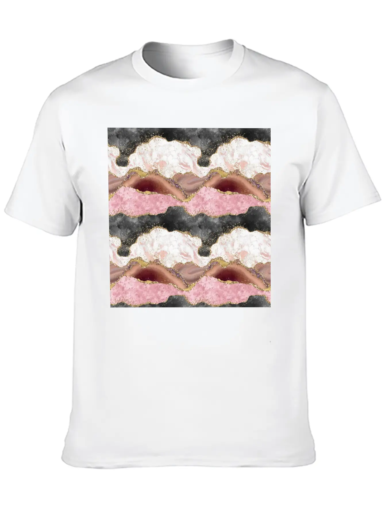 Pink Gold Glitter Agate Marble Comfortable Minimalist Graphic Tee – Summer Style Essential