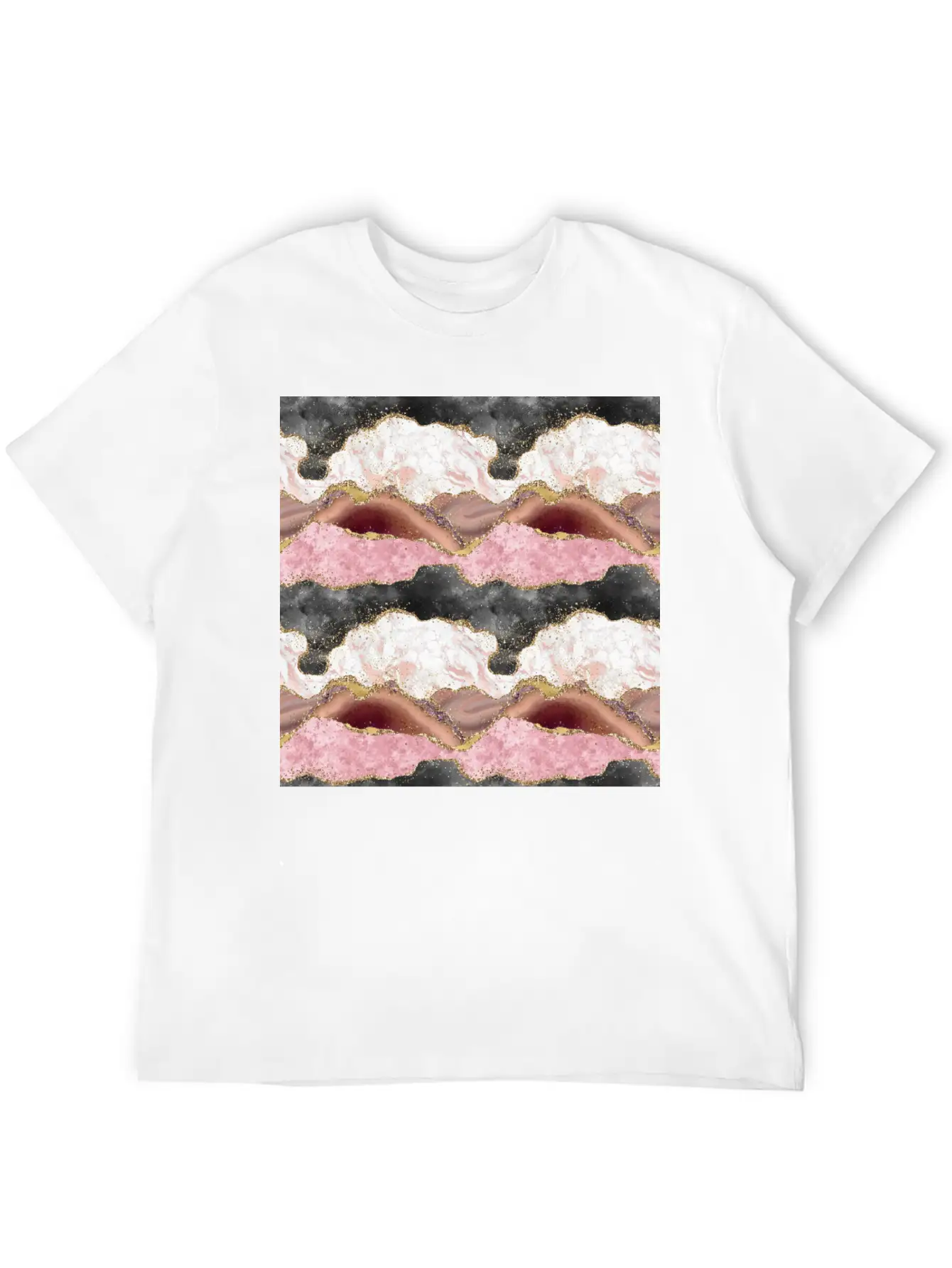 Pink Gold Glitter Agate Marble Comfortable Minimalist Graphic Tee – Summer Style Essential