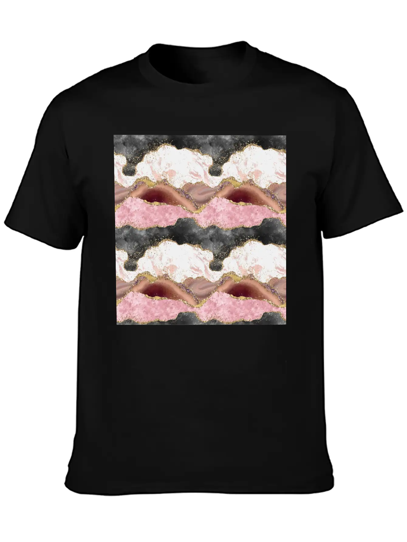 Pink Gold Glitter Agate Marble Comfortable Minimalist Graphic Tee – Summer Style Essential